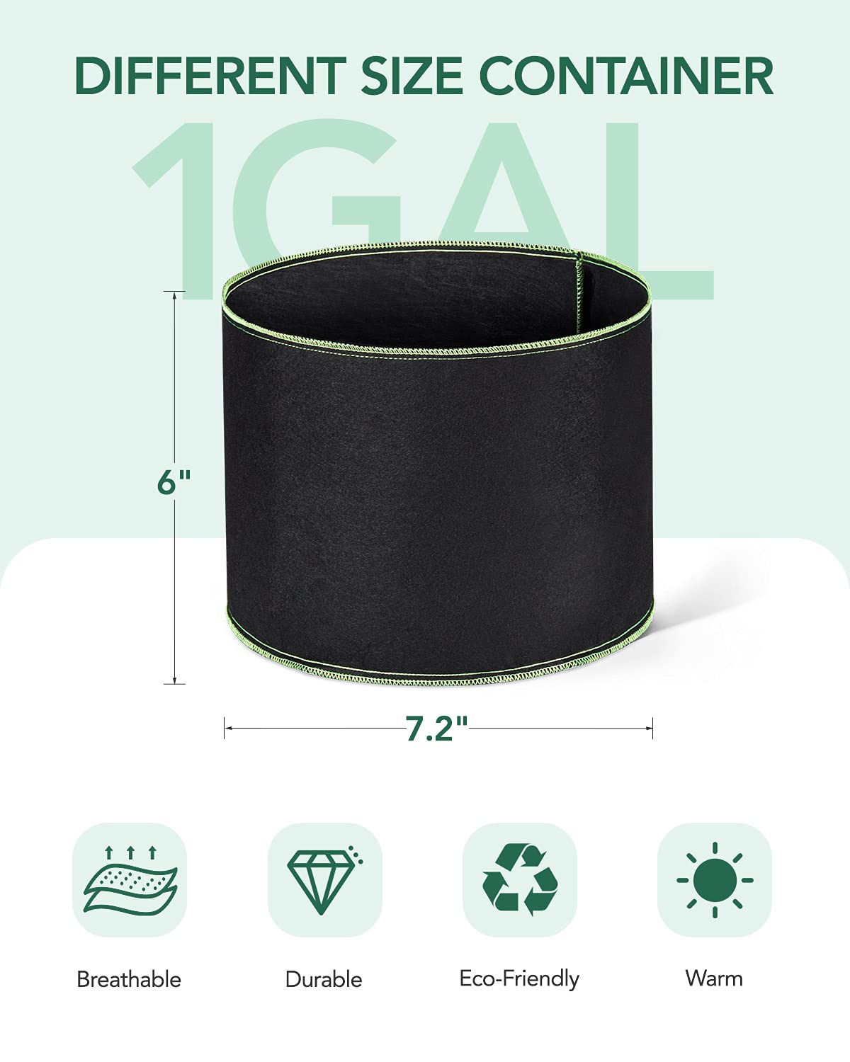 **ACSTEP 10-Pack 1 Gallon Heavy Duty Aeration Fabric Grow Bags - Thickened Nonwoven Plant Pots for Vegetables, Herbs & Flowers - Ideal for Indoor & Outdoor Gardening**