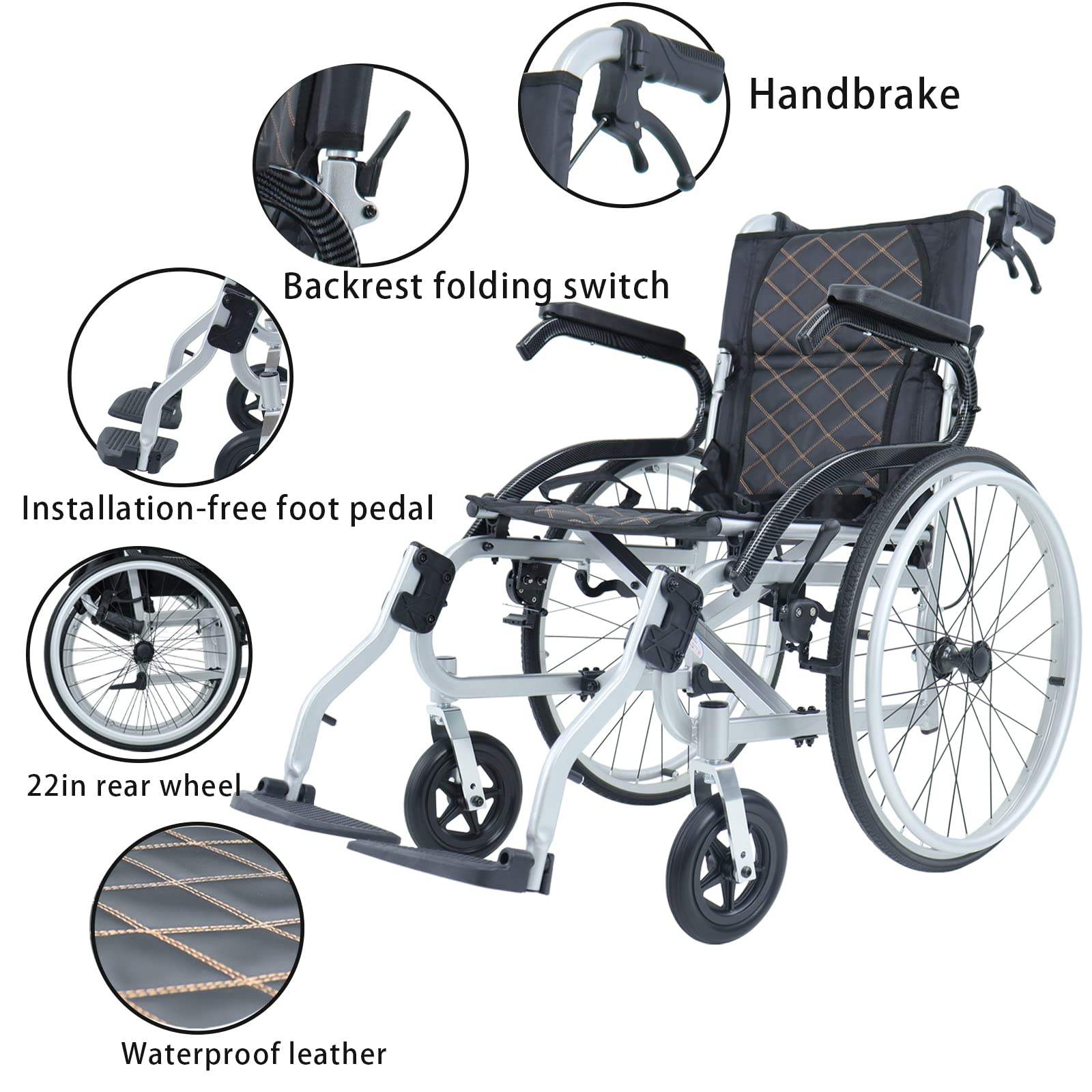 COYE Super Lightweight Folding Wheelchair for Adults - No Assembly Required, Portable & Foldable Travel Wheelchair with Swing-Away Footrests - Ideal for Air Travel, Outdoor Activities & Daily Mobility