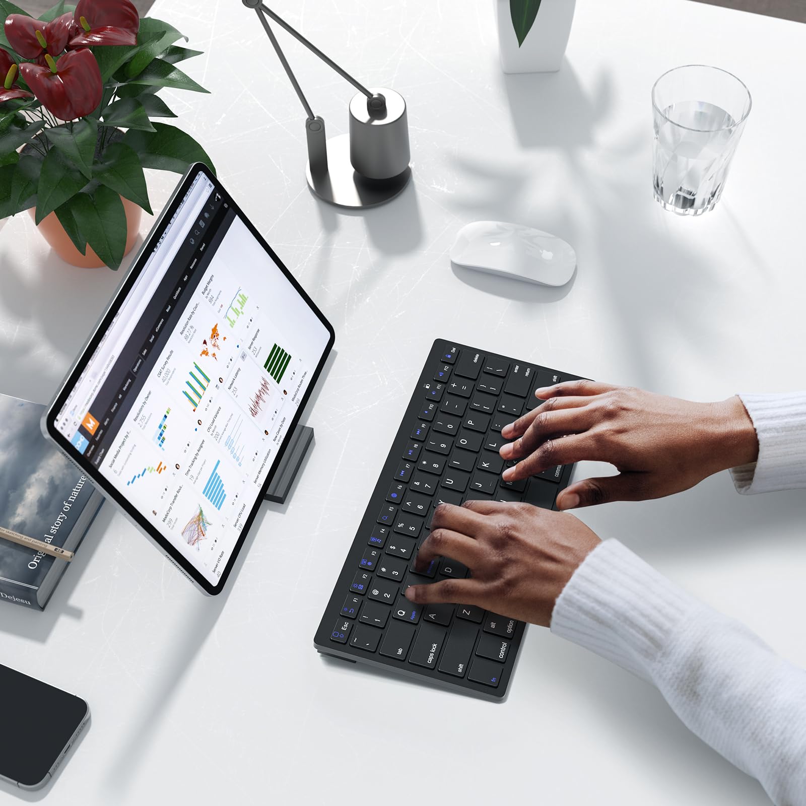 MOFII Ultra-Slim Bluetooth Wireless Keyboard - Compatible with iPad, iPhone, Tablet, Laptop (iOS, Mac OS, Android, Windows) - Perfect for Home Office, Travel & Remote Work - Black