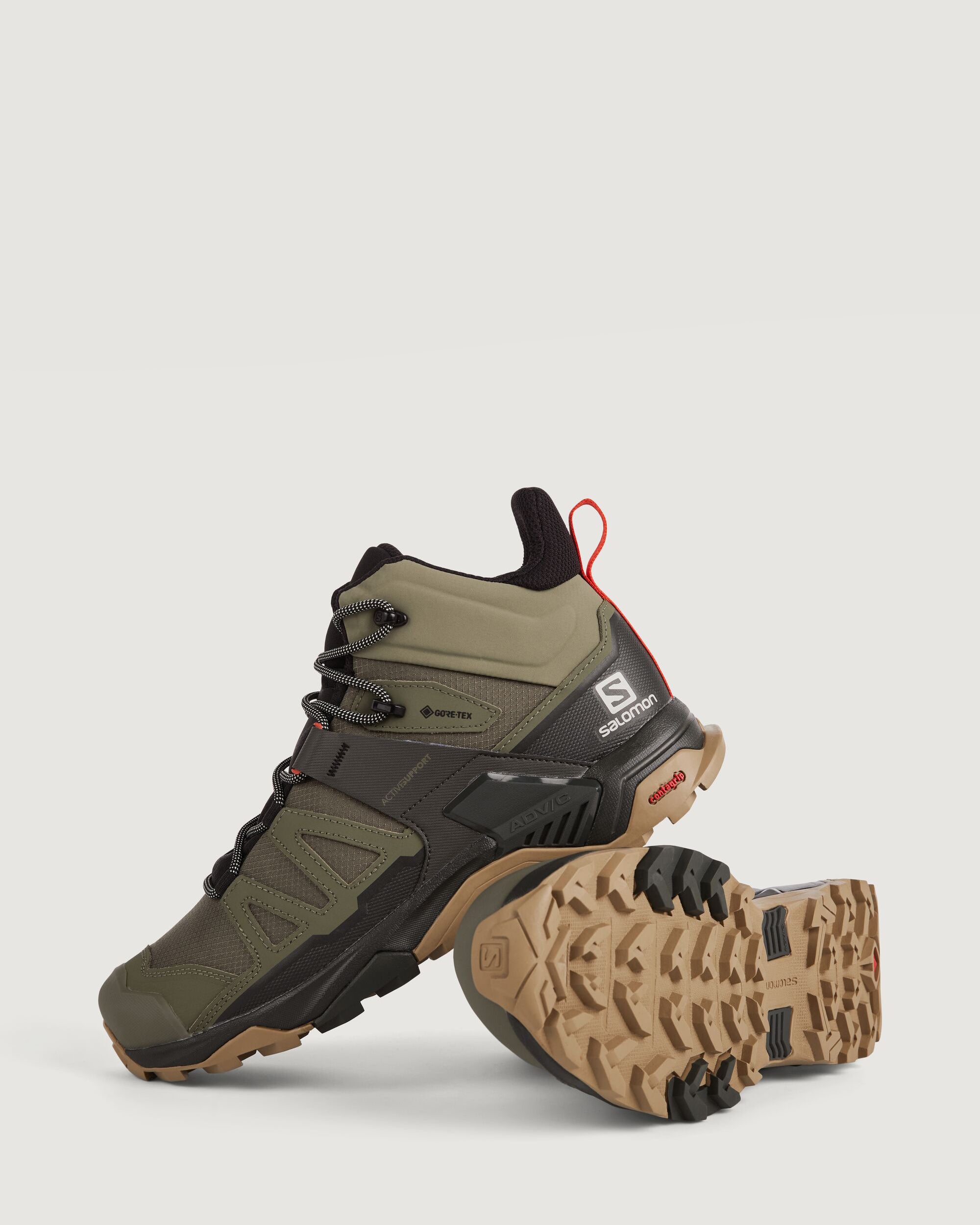 Salomon X Ultra 4 GORE-TEX Mid Hiking Boots for Men - Waterproof & Lightweight (Deep Lichen Green/Peat/Kelp) - Perfect for Trail Hiking, Backpacking & Outdoor Adventures