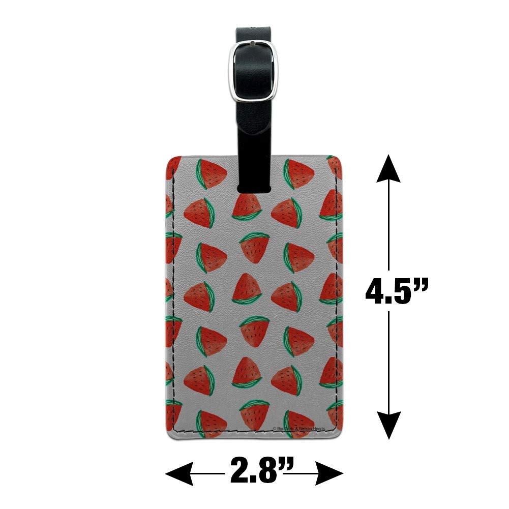 Watermelon Slices Pattern Rectangle Leather Luggage Tag - Durable Carry-On ID Tag for Suitcases & Travel Bags | Perfect for Summer Vacations, Beach Trips & Tropical Getaways
