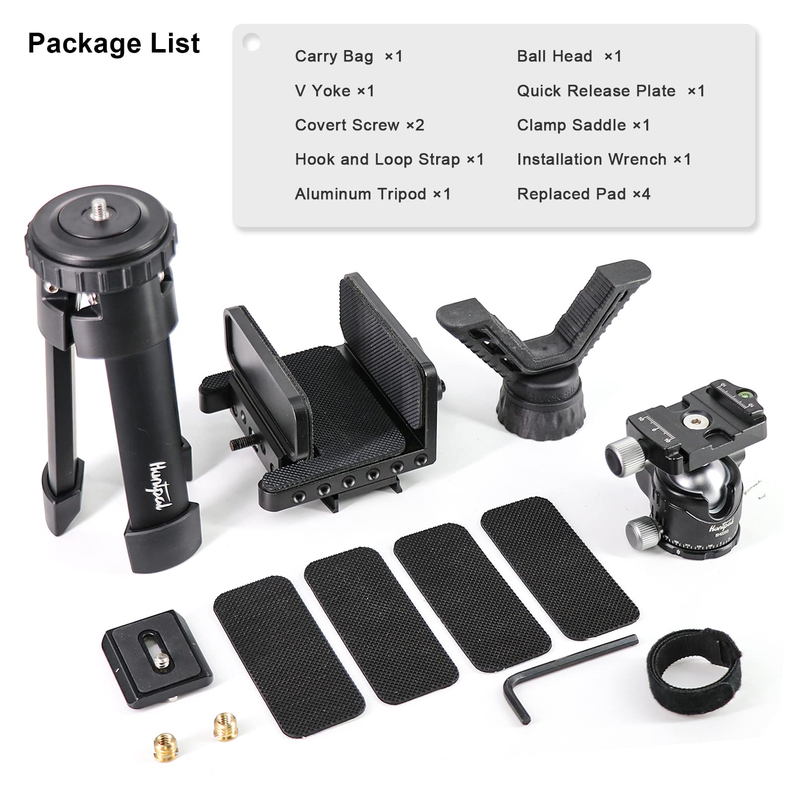 HUNTPAL Portable Rapid Shooting Tripod with Ball Head Mount - Aluminum Rifle Saddle Clamp & Arca Swiss Quick Release Plate for Hunting, Shooting Sticks, and Gun Rest - Perfect for Outdoor Hunting, Target Practice, and Wildlife Photography