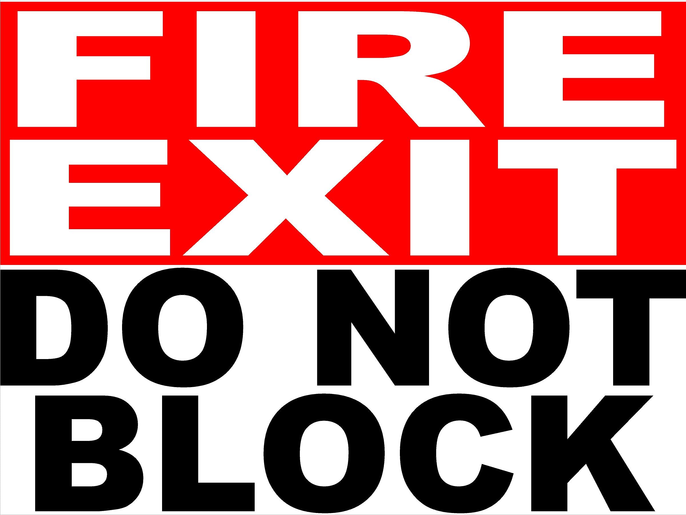 Fire Exit Do Not Block Sign - 9x12 Inch Metal Safety Sign for Warehouse, Office & Emergency Doors