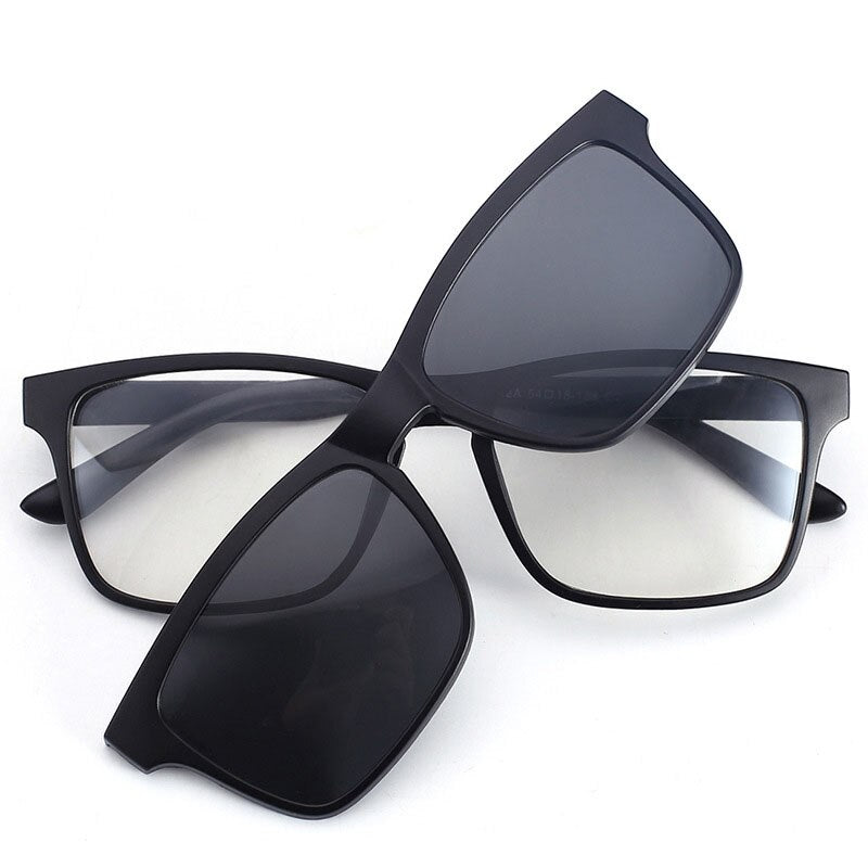Bclear TR90 Men's Eyeglasses with 5 Clip-On Polarized Lenses - Lightweight & Durable Frame for Driving, Fishing & Outdoor Activities
