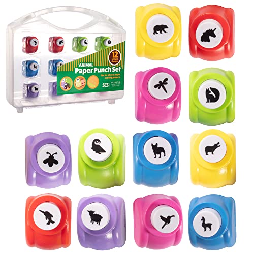 12 Unique Animal Hole Punchers for Scrapbooking - DIY Craft Paper Punch Set for Card Making, Scrapbook Supplies, Office & School Projects - Perfect for Gift Wrapping, Photo Albums, and Creative Journals