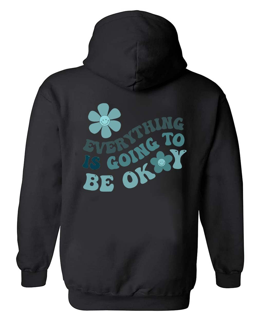 Trendy 'Everything is Going to Be Ok' Vintage Hoodie for Women - Cute VSCO Style Pullover with Inspirational Back Print | Perfect for Casual Outfits, Streetwear & Instagram Aesthetics