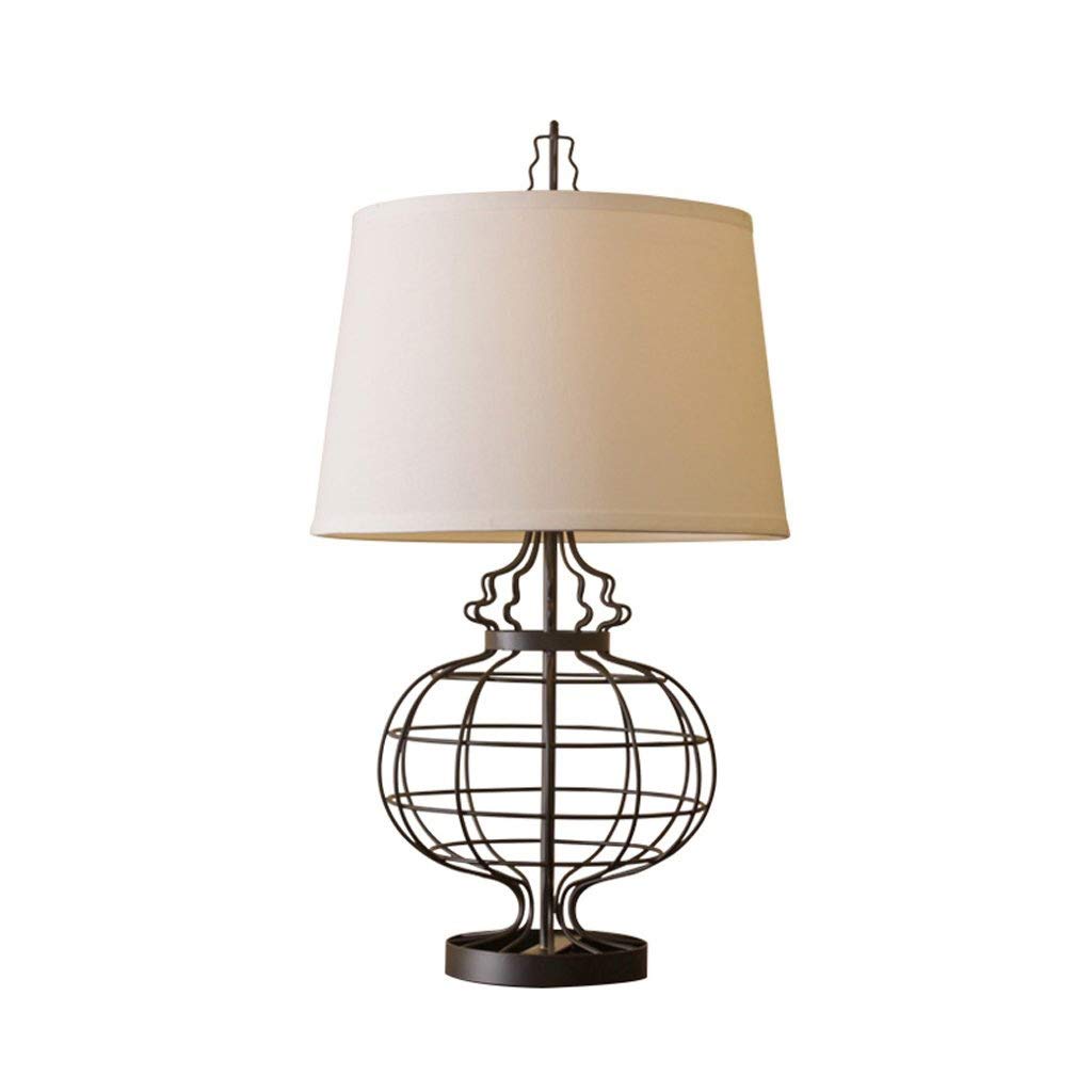 UXZDX Minimalist Bedside Table Lamp - Black Metal Hollow Base with Linen Shade, Modern Nightstand Lamp for Bedroom & Living Room - Perfect for Reading, Relaxing & Home Decor