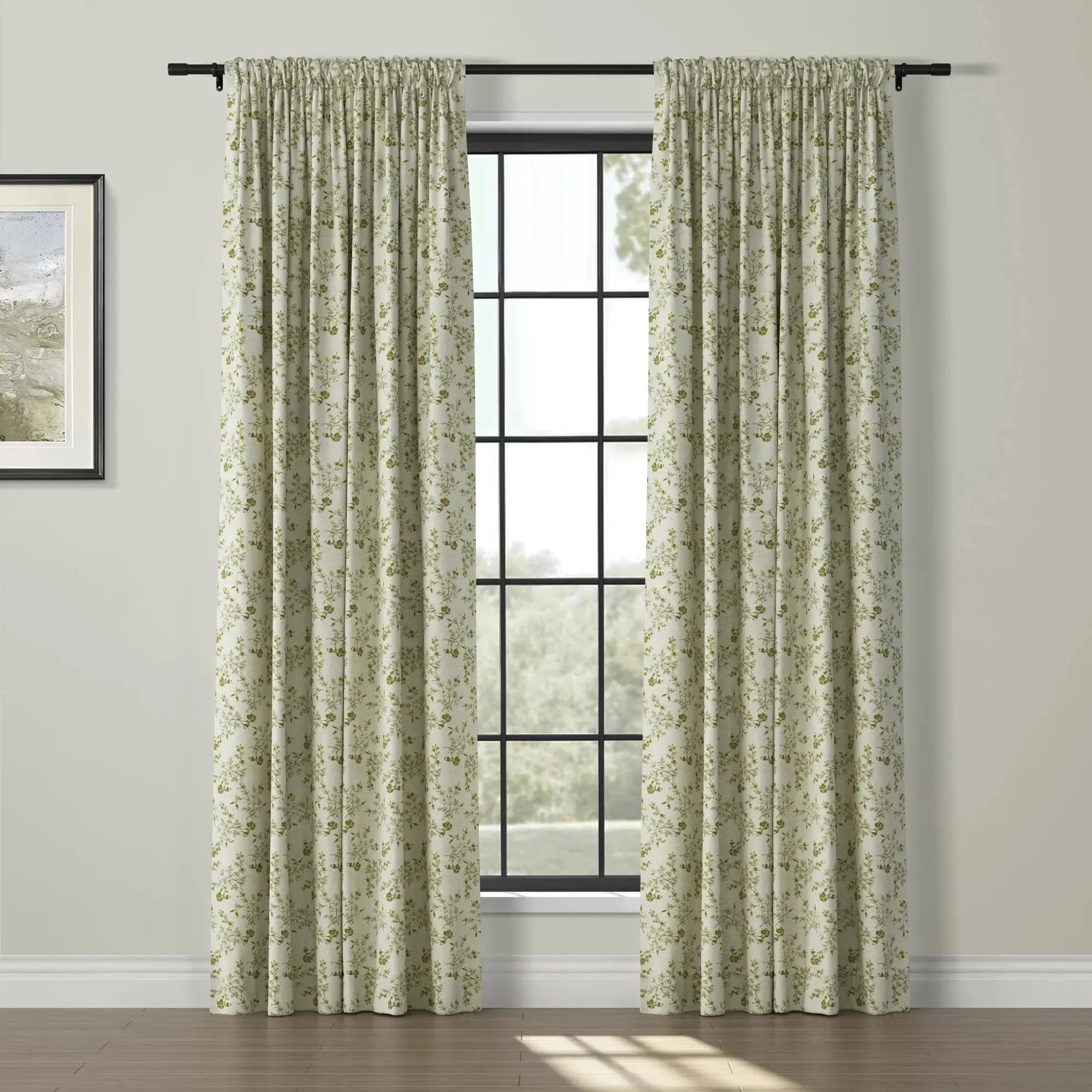 Sara Le Print Linen Drapery Soft Top - Lightweight Linen Curtains for Living Room & Bedroom - Elegant Window Treatment for Home Decor