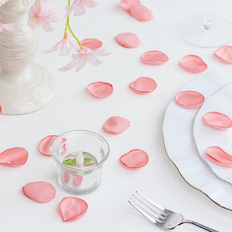 400 Silk Rose Petals - Matte Round Artificial Flowers for Wedding Decor, Table Scatter, Party Confetti - Perfect for Centerpieces, Aisle Decor & Romantic Events