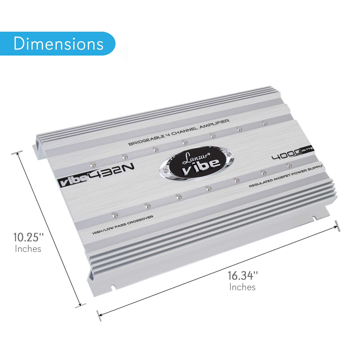 Lanzar Premium 4000W 4-Channel MOSFET Car Audio Amplifier with RCA Input, Subwoofer Bass Control, LED Indicator - Power Amp for Car Stereo Systems, Perfect for Bass Boost & Enhanced Sound in Trucks, SUVs & Custom Car Audio Setups
