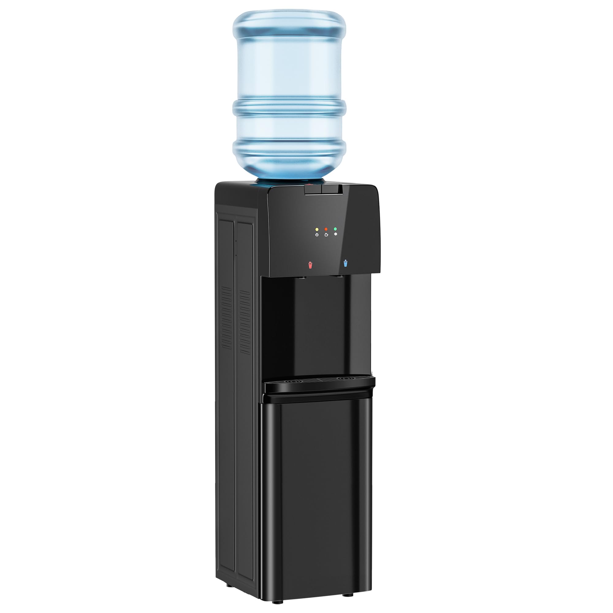 Top Loading Hot and Cold Water Dispenser with 3 Temperature Settings - 3/5 Gallon Bottle Water Cooler with Removable Drip Tray & Child Safety Lock - Perfect for Home, Office, Kitchen, and Living Room Hydration Needs