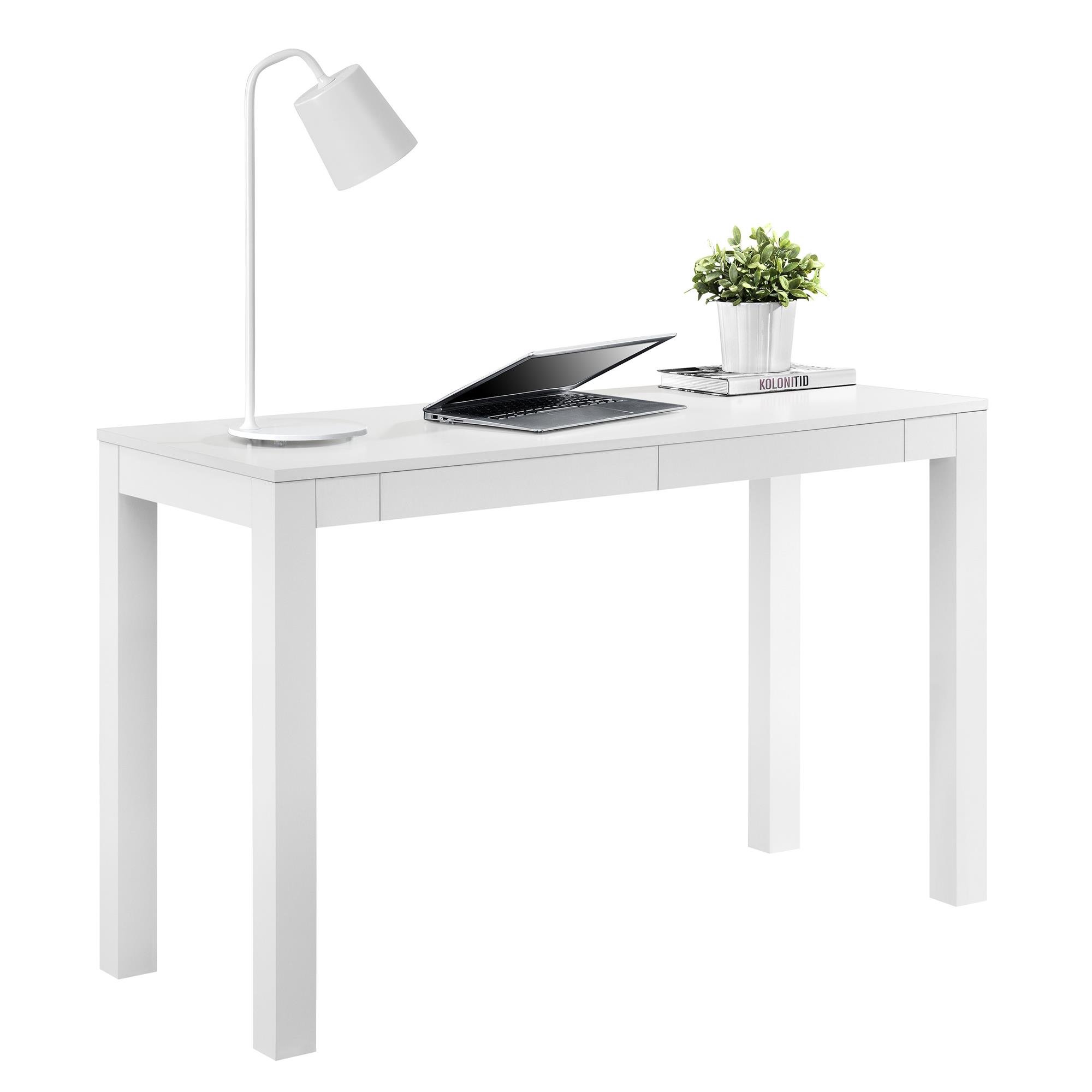 Ameriwood Home Large Parsons 2-Drawer Computer Desk, White - Modern Home Office Desk for Work & Study - Perfect for Small Spaces & Remote Work