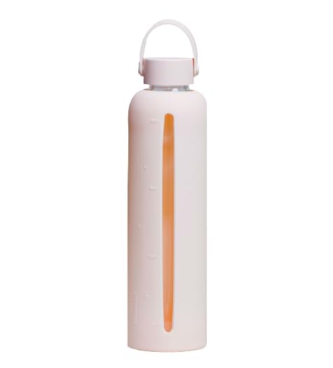 Premium Glass Water Bottle with Silicone Sleeve - BPA Free, Leak Proof, Eco-Friendly Reusable Bottle for Gym, Office, Hiking & Travel