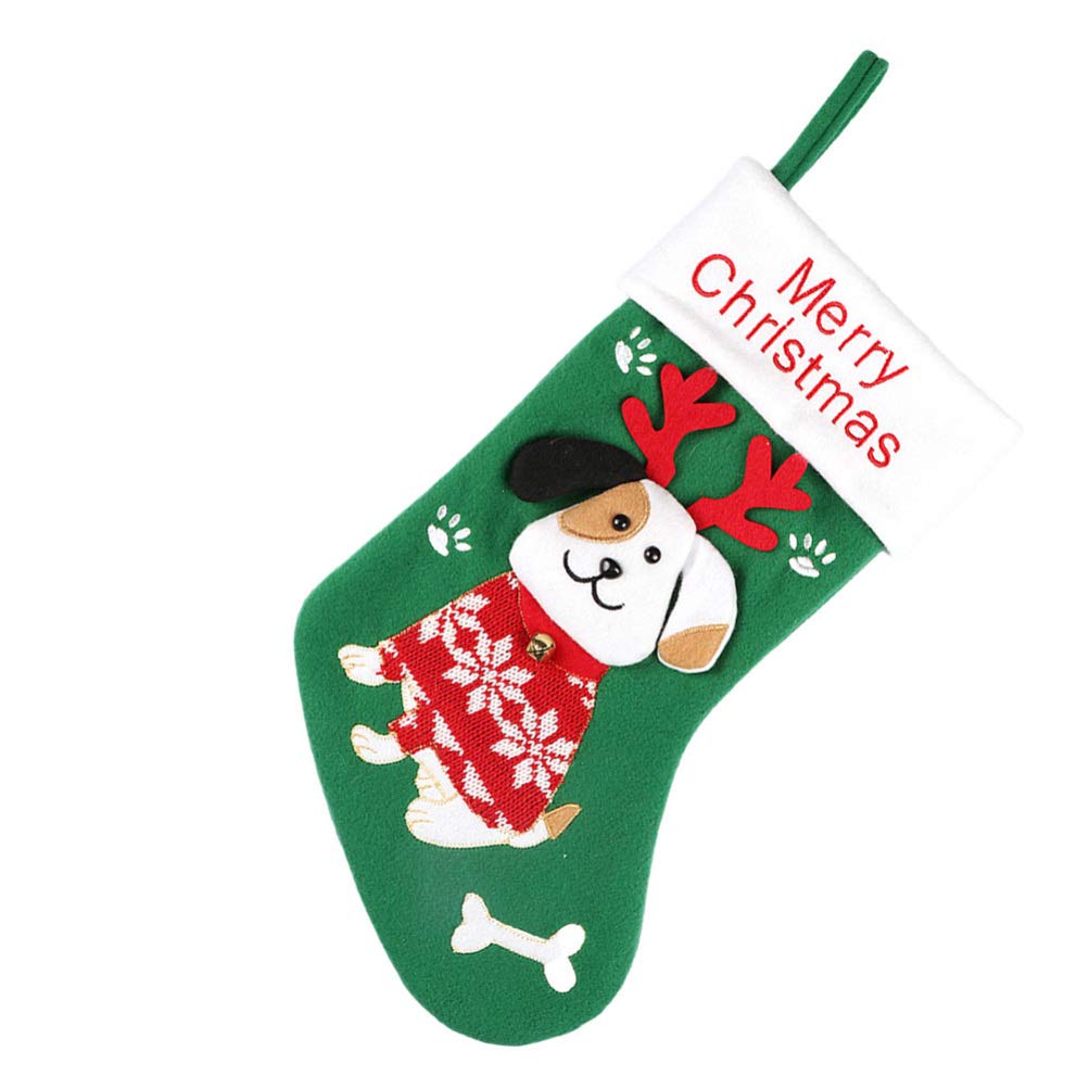 NUOBESTY Knitted Christmas Stocking - 1PC Green Nativity Ornament, Dog-Themed Holiday Hanging Sock for Xmas Tree Decorations, Party Favors & Festive Gift Bags - Perfect for Christmas, Birthday Celebrations & Home Decor