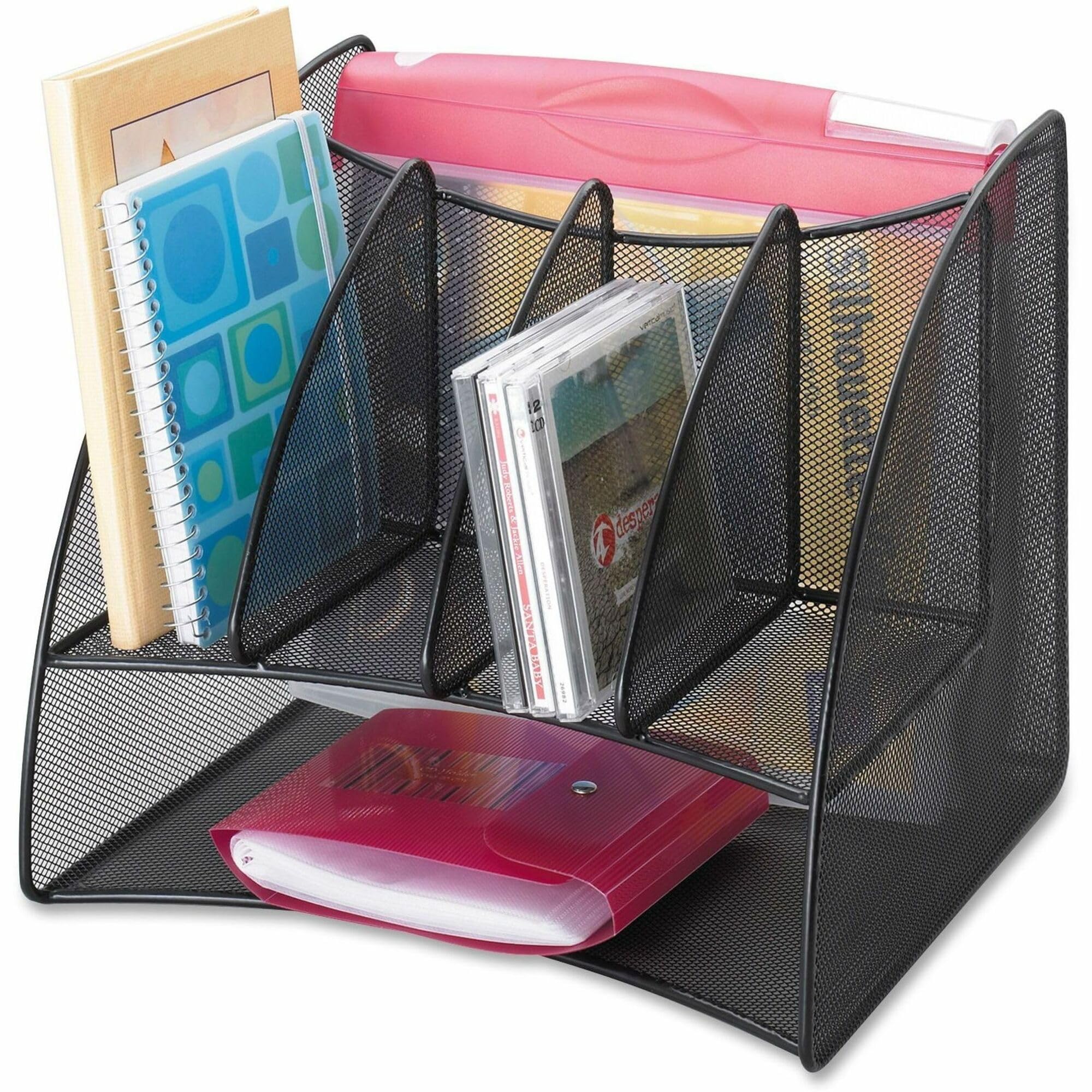 Safco 3261BL Onyx Mesh Corner Organizer - Heavy Duty Steel Mesh Desk & Office Storage Organizer, 13