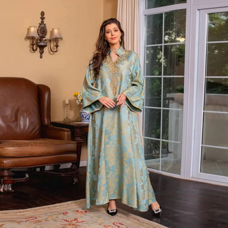 Elegant Eid Kaftan Dress for Women - Embroidered Beaded Doris Caftan | Perfect for Eid Celebrations, Weddings & Special Occasions