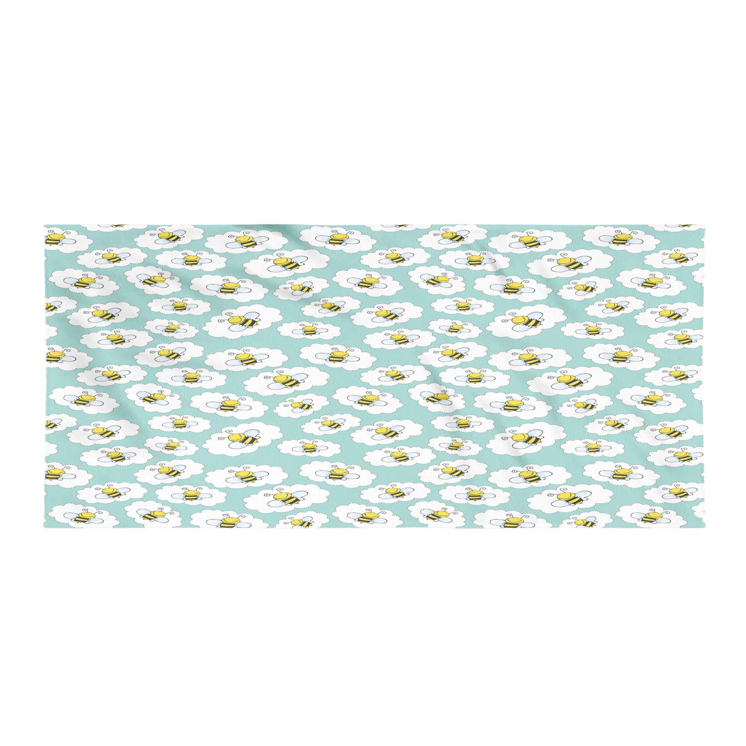 Ambesonne Quick Dry Microfiber Hiking Towel with Honeybee Wings Cloud Pattern - Lightweight, Soft & Absorbent for Camping, Backpacking, Sports - Seafoam Mustard - Perfect for Outdoor Adventures, Beach Trips & Gym Workouts