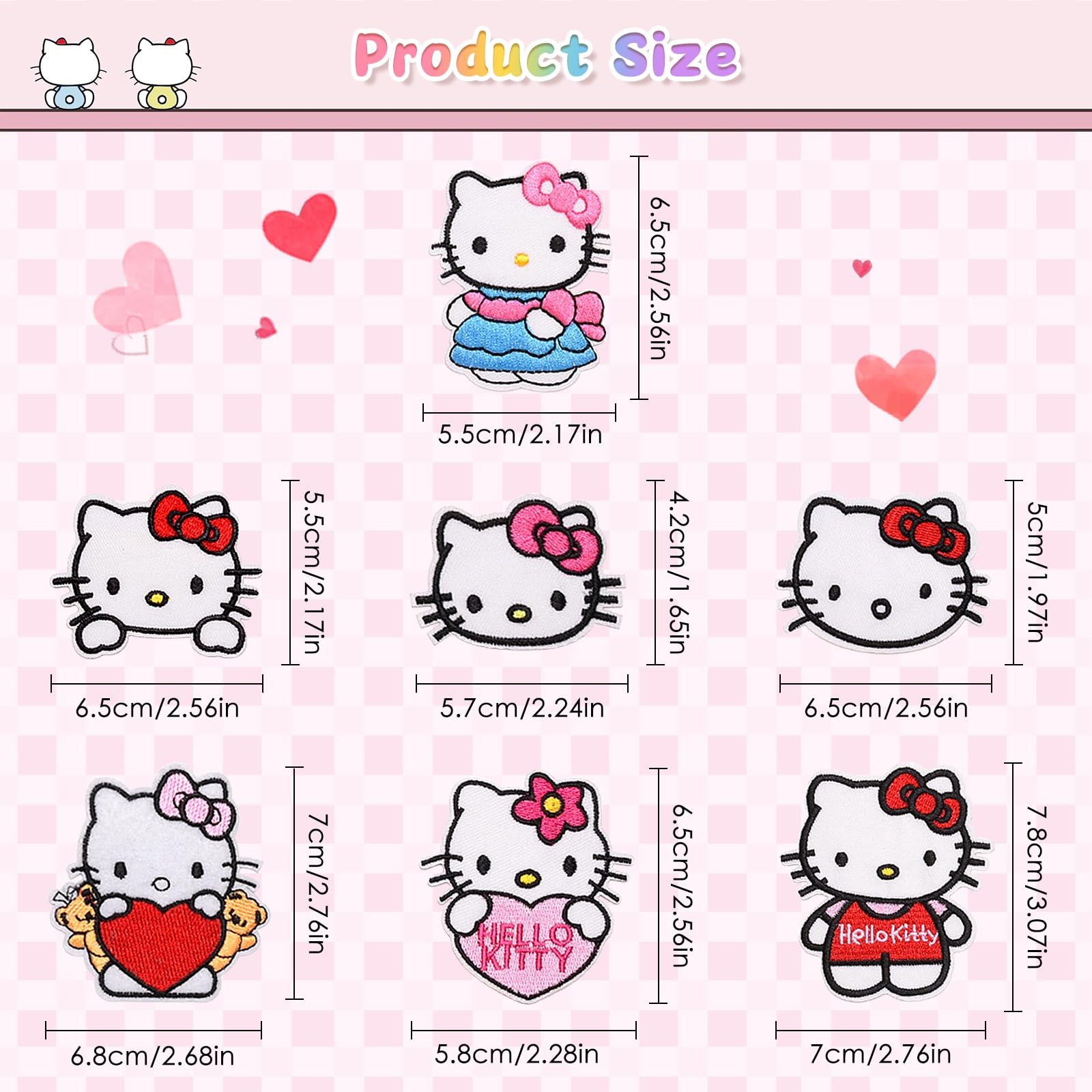 7Pcs Cute Cartoon Kitty Iron-On & Sew-On Embroidered Patches for Kids Clothing - T-Shirts, Jackets, Jeans, Vests, Hats & Backpacks | DIY Fashion Accessories for School, Parties & Everyday Wear