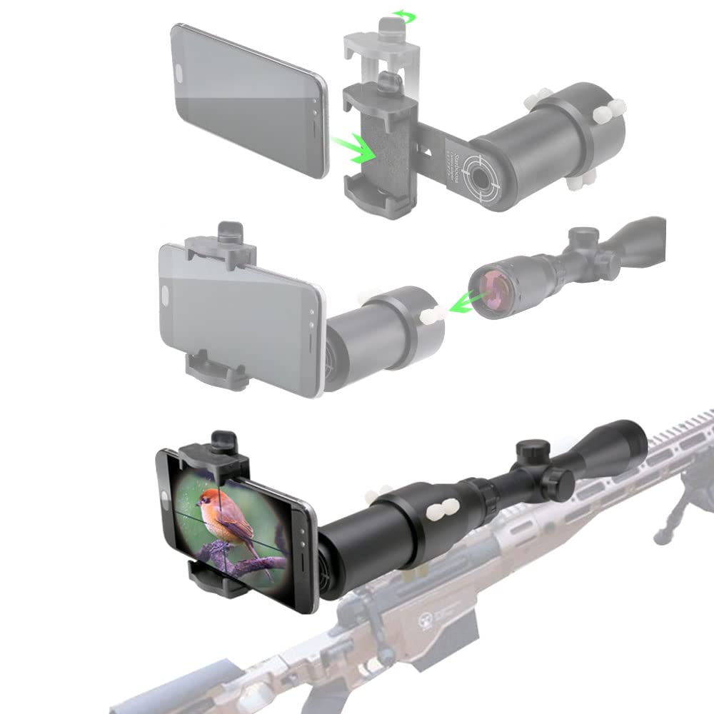 Rifle Scope Mount Camera Adapter - Smartphone Hunting Scope Adapter for Bird Watching & Outdoor Shooting - HD Video Recording for Wildlife Observation & Target Practice