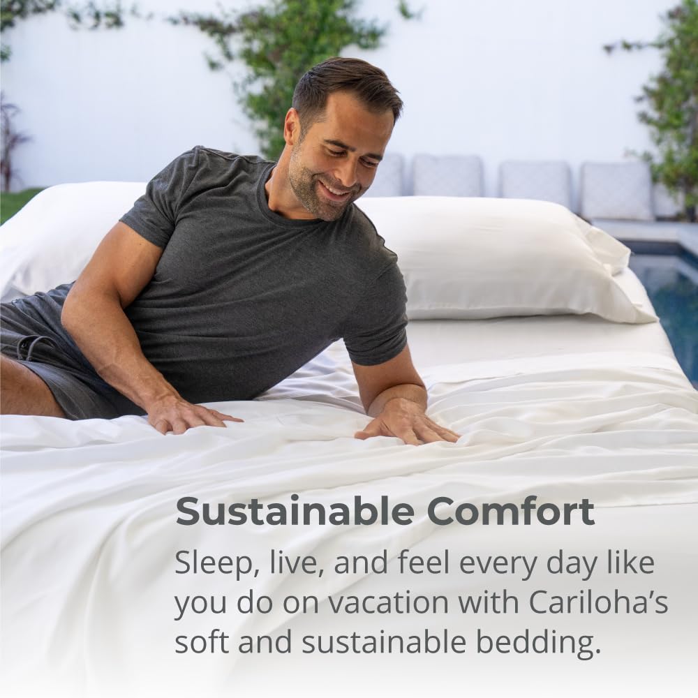 Cariloha Classic 4-Piece Twill Sheet Set - Queen Size Viscose Bamboo Sheets | Hypoallergenic, Ultra Soft & Cooling Bedding for Hot Sleepers | Perfect for Summer Nights, Luxury Hotels & Beach House Retreats