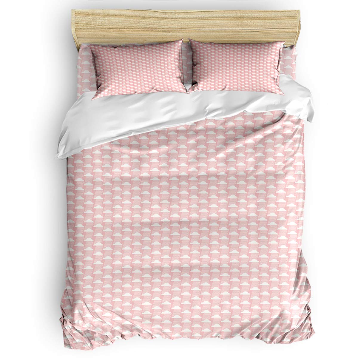 Soft Twin Kids Duvet Cover Set - Cute Cloud Pattern Bedding for Boys & Girls | Includes 1 Comforter Cover, 1 Flat Sheet & 2 Pillowcases | Perfect for Nursery, Kids Room & Sleepovers