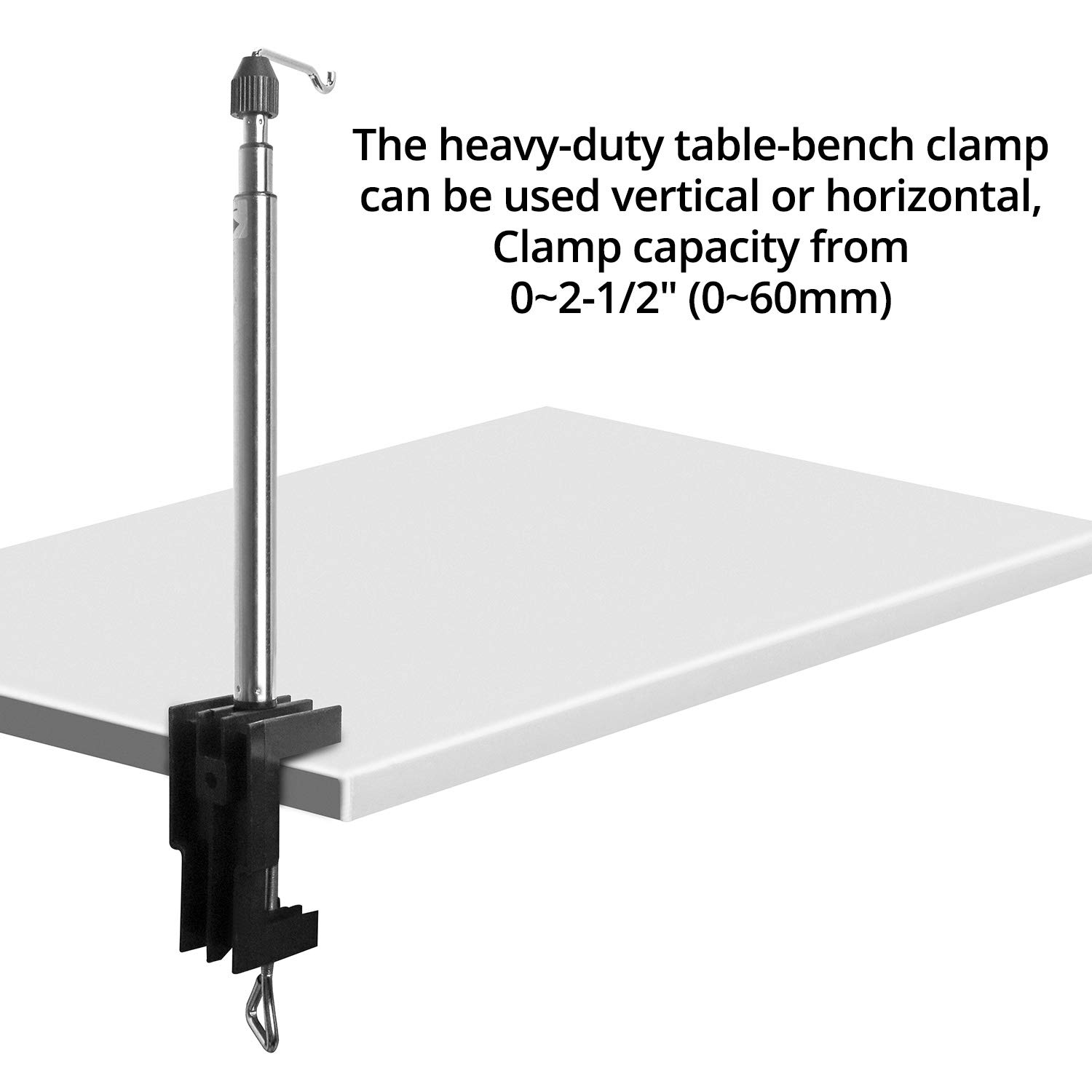 QWORK Rotary Tool Stand with Table Clamp - Telescopic Hanging Holder for Grinders & Flex Shaft Tools - Durable for Household, Industrial & Outdoor Use - Perfect for DIY Projects, Metalworking & Woodworking