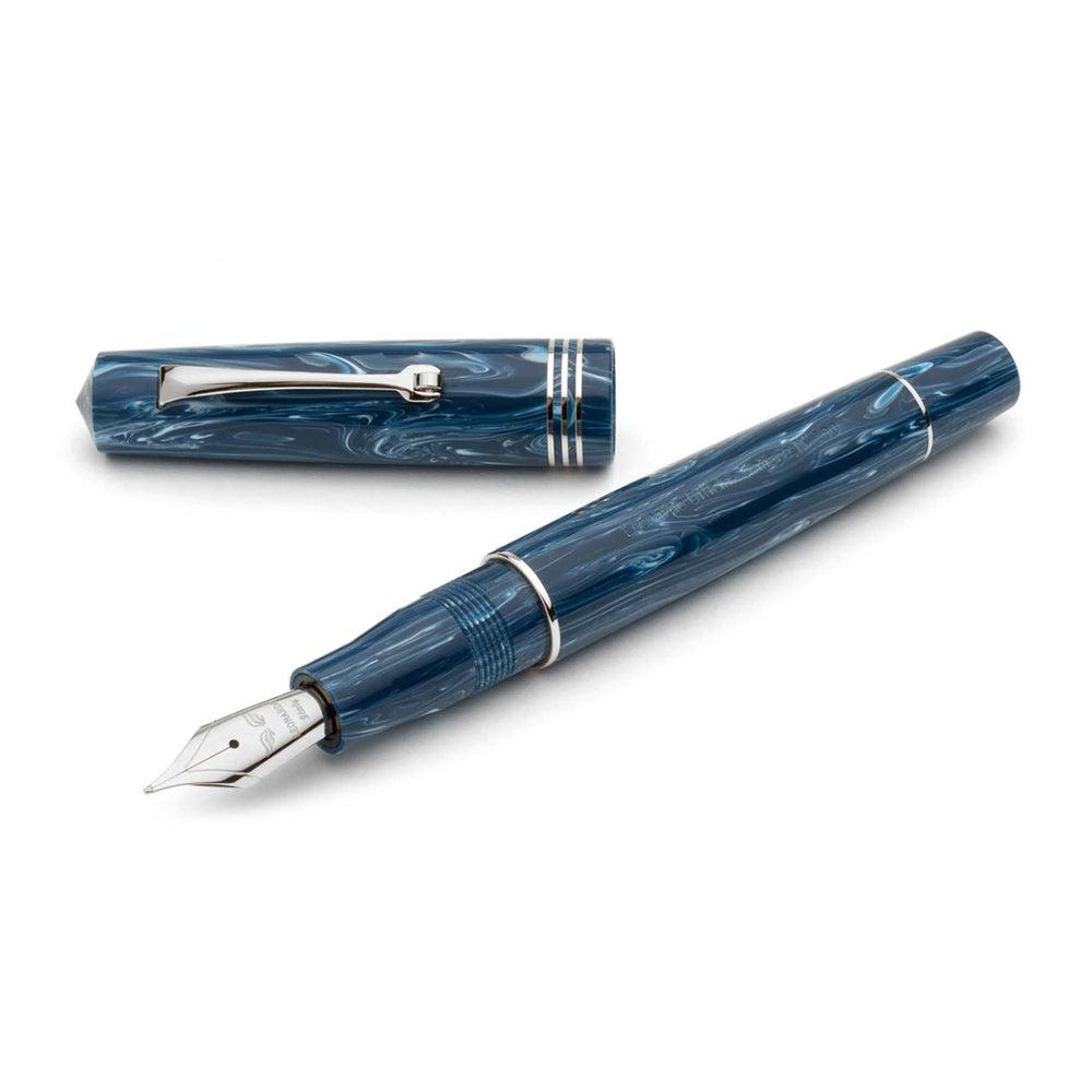 Leonardo Fountain Pen Momento Zero with 14K Gold Nib - Blue Positano Luxury Writing Instrument for Professionals & Collectors - Perfect for Signatures, Calligraphy & Gift Giving