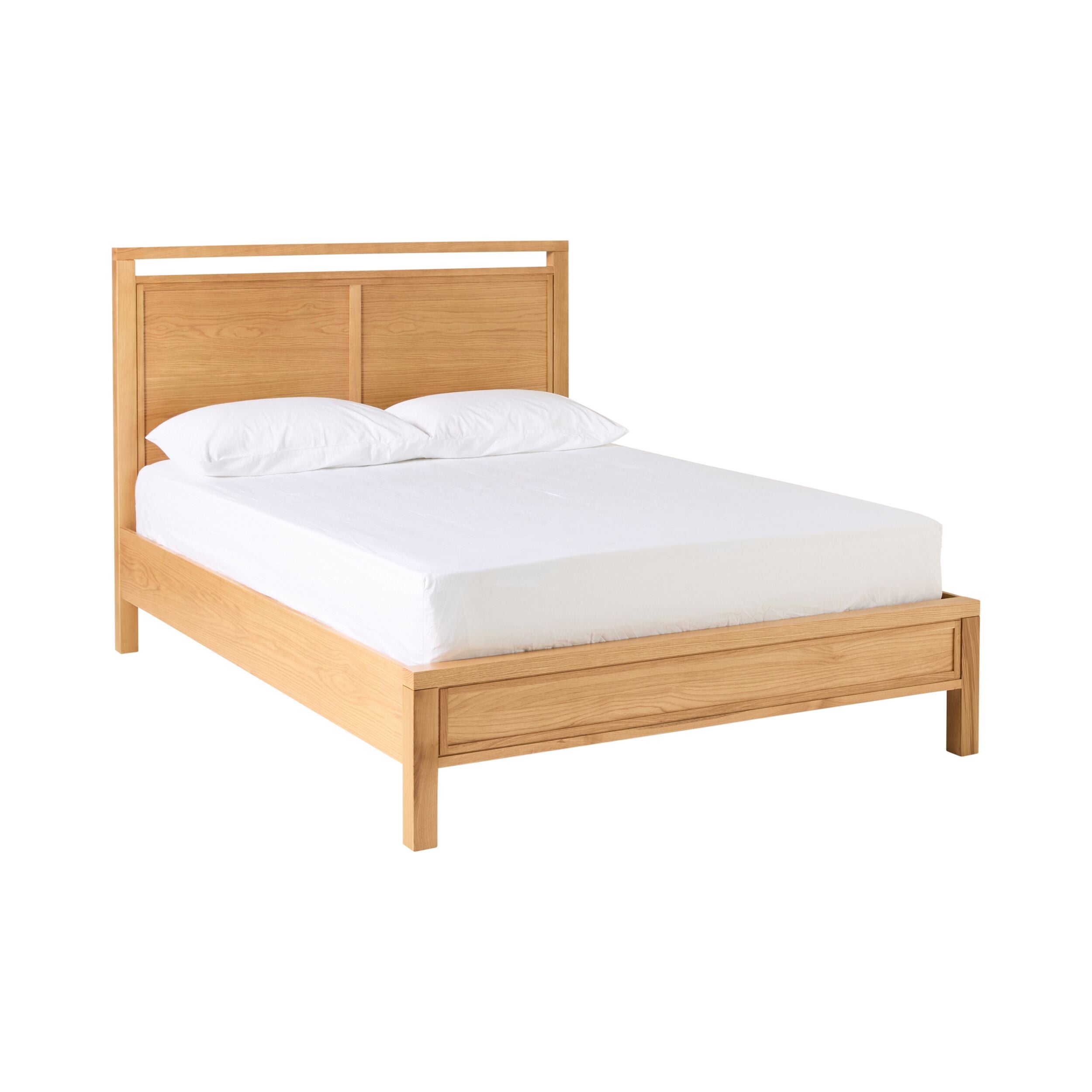 Avalon Queen Size Bed Frame - Light Oak Finish - Modern Solid Wood Bedroom Furniture for Home Decor & Relaxation