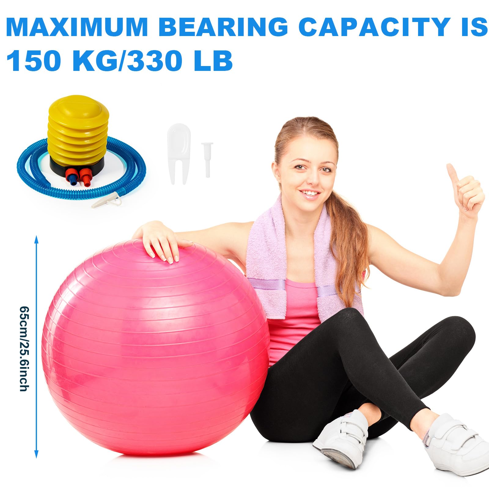 Jexine 6-Pack Yoga Exercise Ball Set - Anti-Burst PVC Stability Ball for Home, Gym & Office - Includes Quick Pump - Perfect for Pregnancy Workouts, Balance Training & Physical Therapy