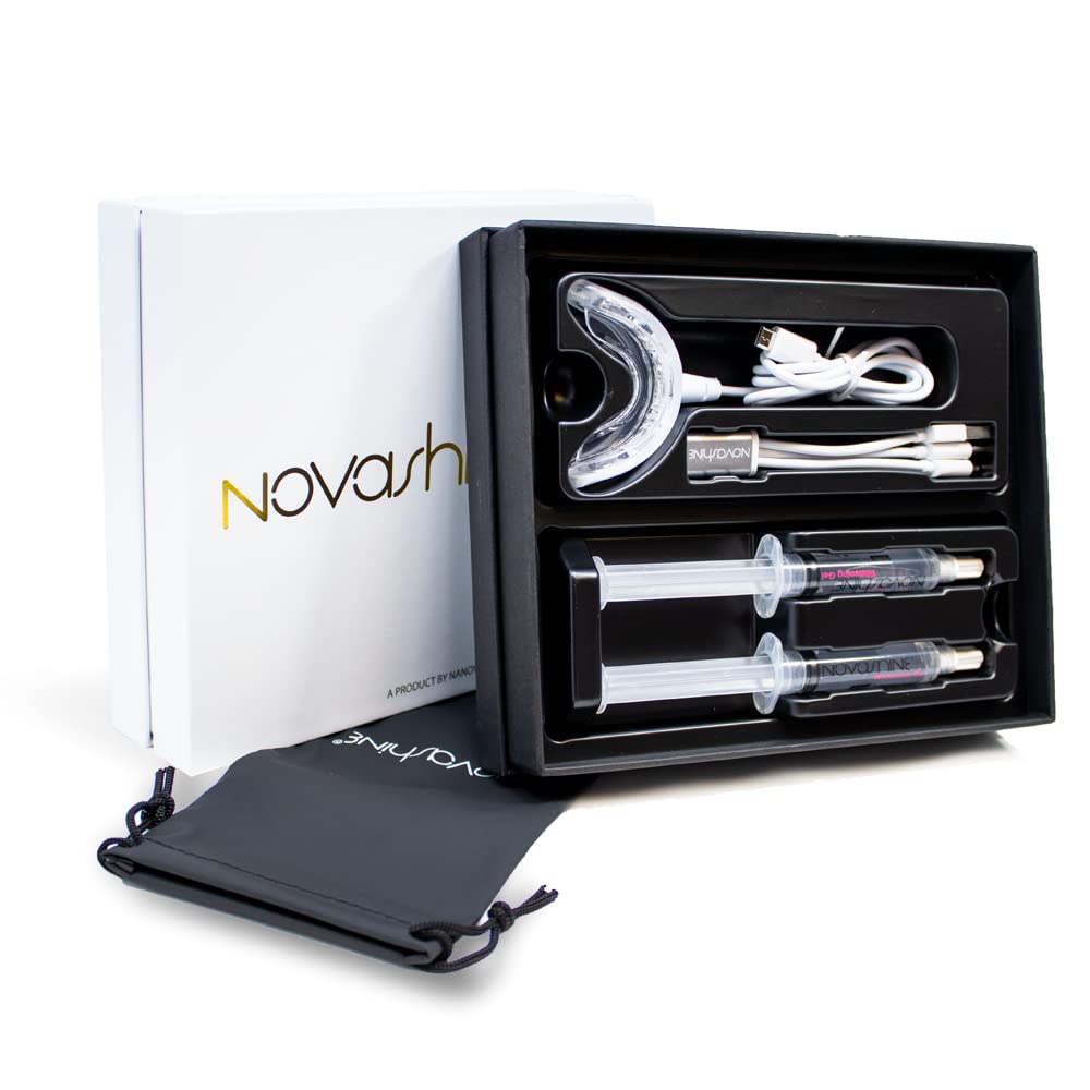 Novashine Professional Teeth Whitening Kit for Couples - Advanced LED Light Whitening System with Fast Results (2-Pack Bundle) | Perfect for Weddings, Date Nights & Special Occasions