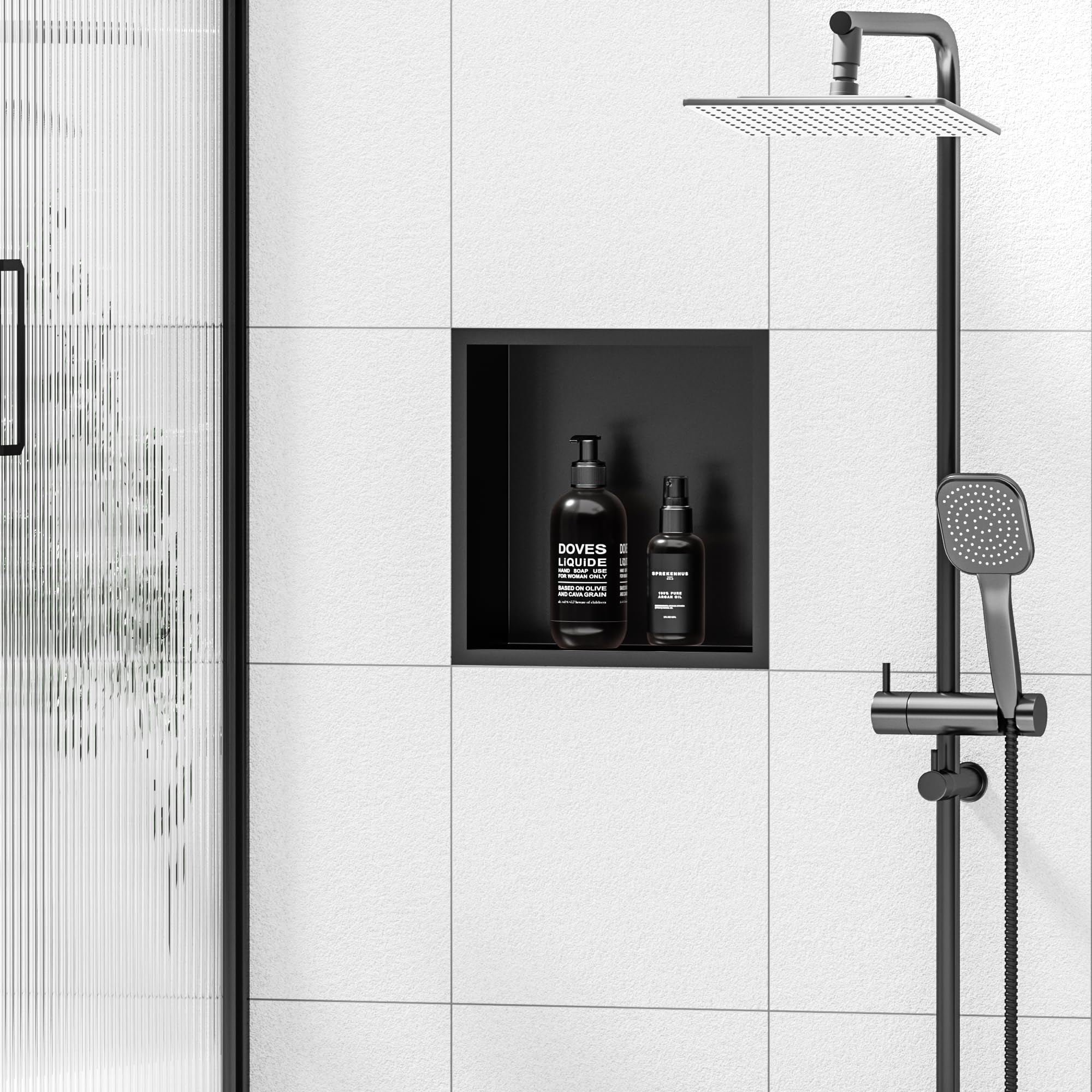 12x12 Inch Stainless Steel Bathroom Wall Niche - Waterproof Shower Recessed Shelf, No Tile Required, Matte Black Finish | Perfect for Bathroom Storage, Shampoo & Soap Organization, Modern Home Decor