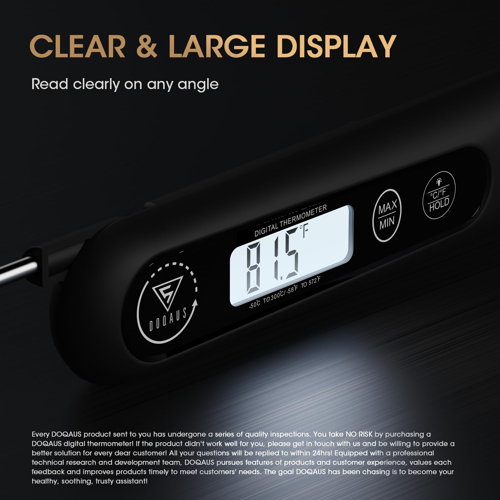 DOQAUS Digital Meat Thermometer - Instant Read Food Thermometer for Cooking, Grilling, Baking | Waterproof Kitchen Thermometer with Backlit LCD | Perfect for Turkey, BBQ, Bread, Sourdough | Indoor & Outdoor Cooking Essential