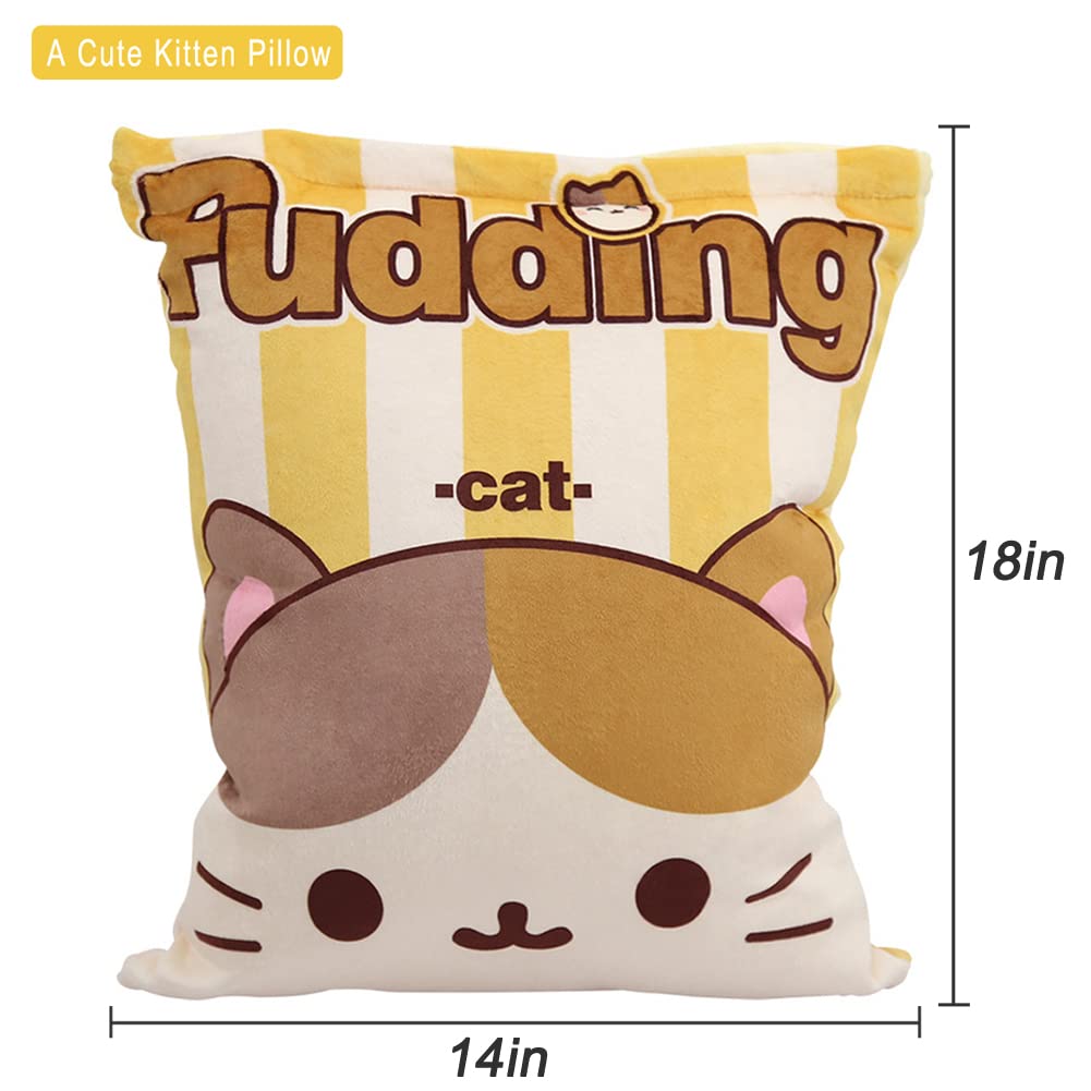 REFAHB Cute Plush Pillow - Soft Stuffed Animal Throw Pillow with Removable Cover, Perfect Gift for Girls & Kids (Kitten Design) - Ideal for Bedroom Decor, Nursery, Sofa & Dorm Room