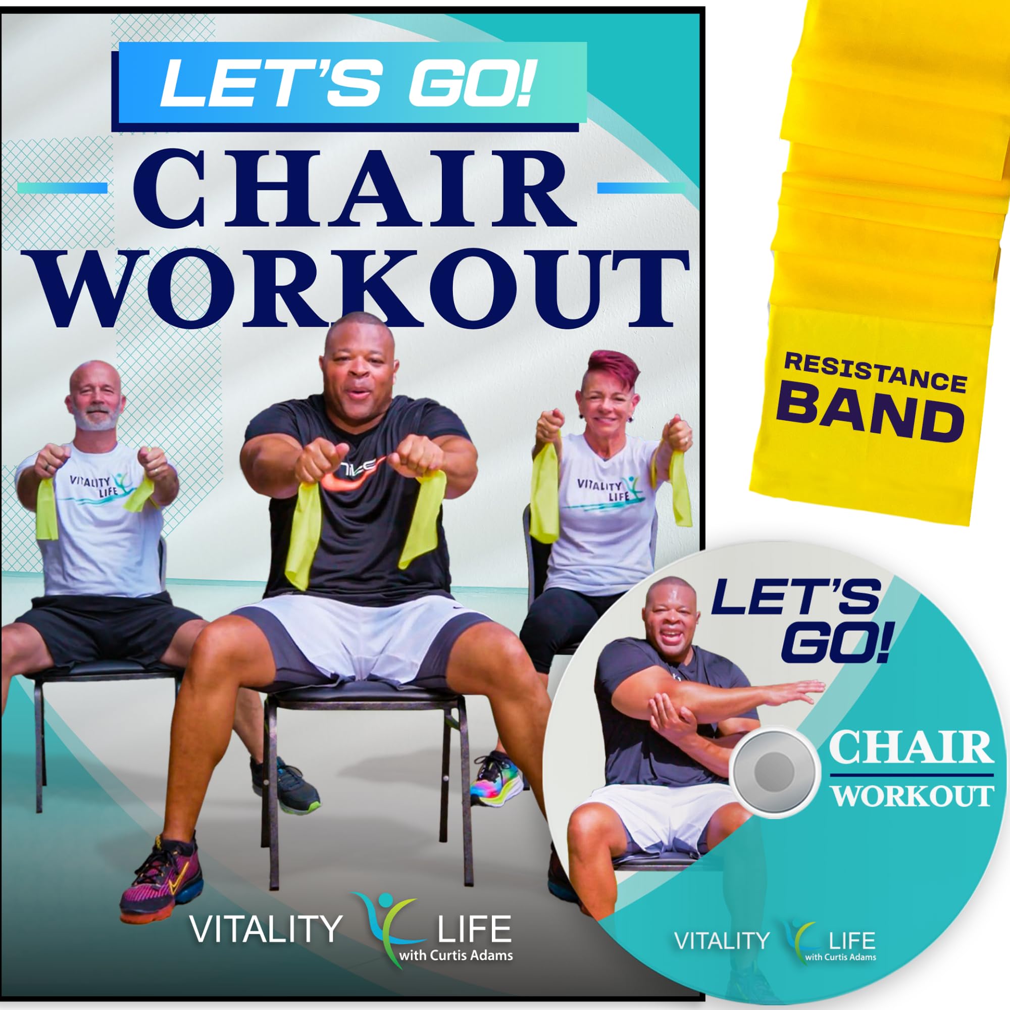 Senior Chair Exercise DVD with Resistance Band - Fun Seated Workout Videos for Men & Women - Beginner-Friendly Chair Aerobics & Strength Training - Perfect for Home Fitness, Physical Therapy & Active Aging