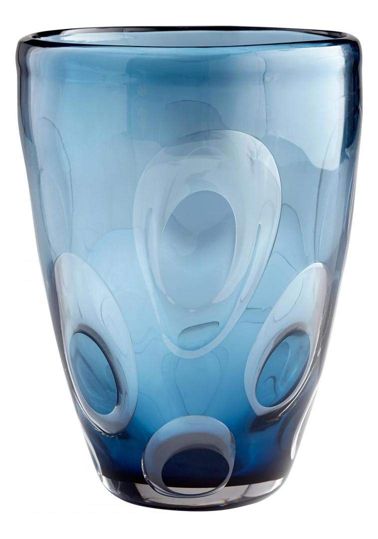 Blue Royale 10.5 Inch Tall Glass Vase - Elegant Flower Arrangement Centerpiece for Weddings, Home Decor, and Tabletop Display