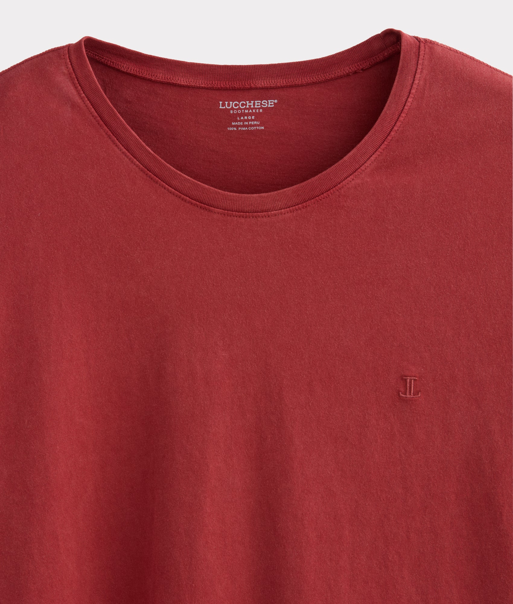 Lucchese Crewneck T-Shirt for Men - Soft Cotton Brick Red Tee - Casual Wear & Everyday Outfits
