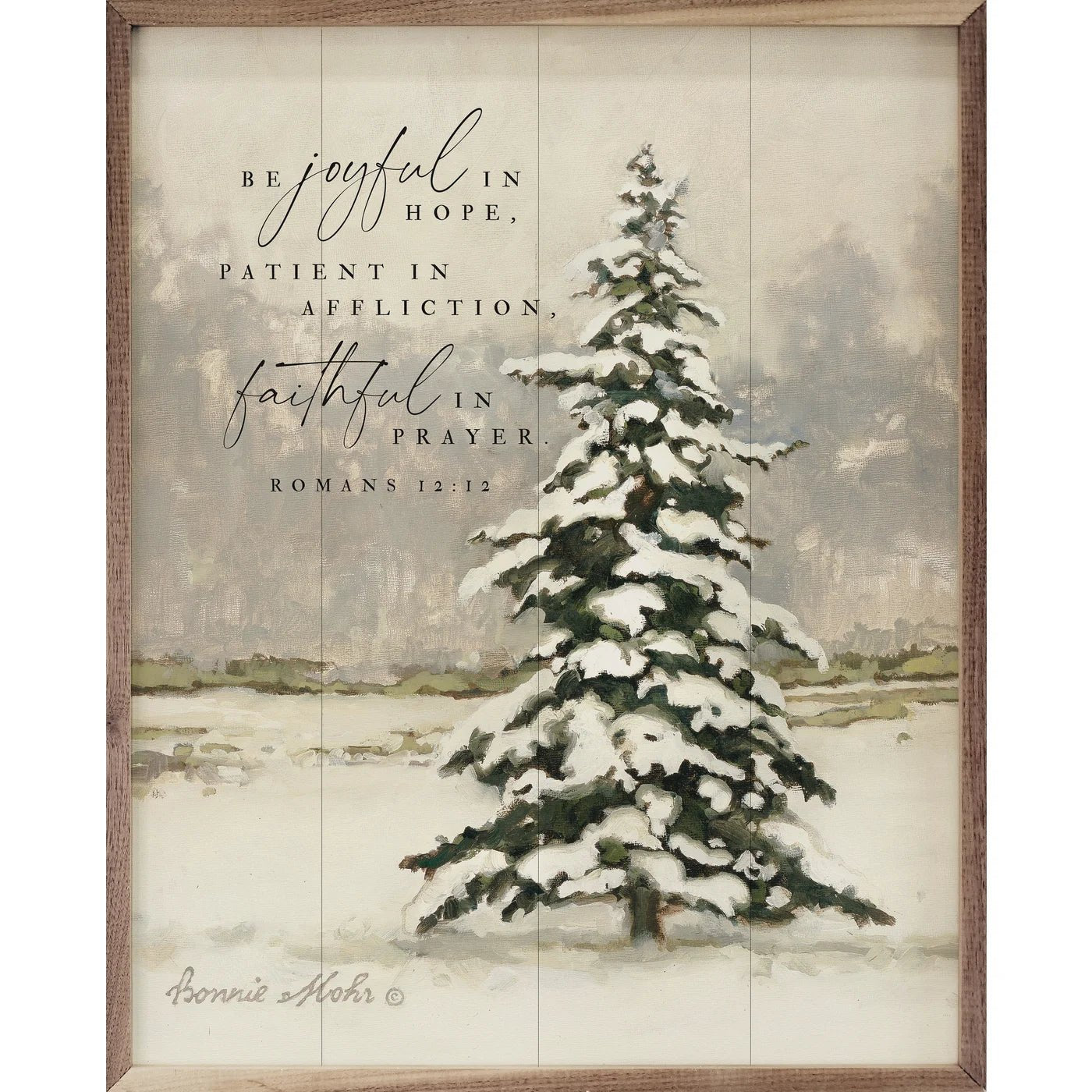 Be Joyful In Hope Winter Tree Wood Framed Print - Inspirational Christmas Wall Art for Home Decor, Office & Gift Giving