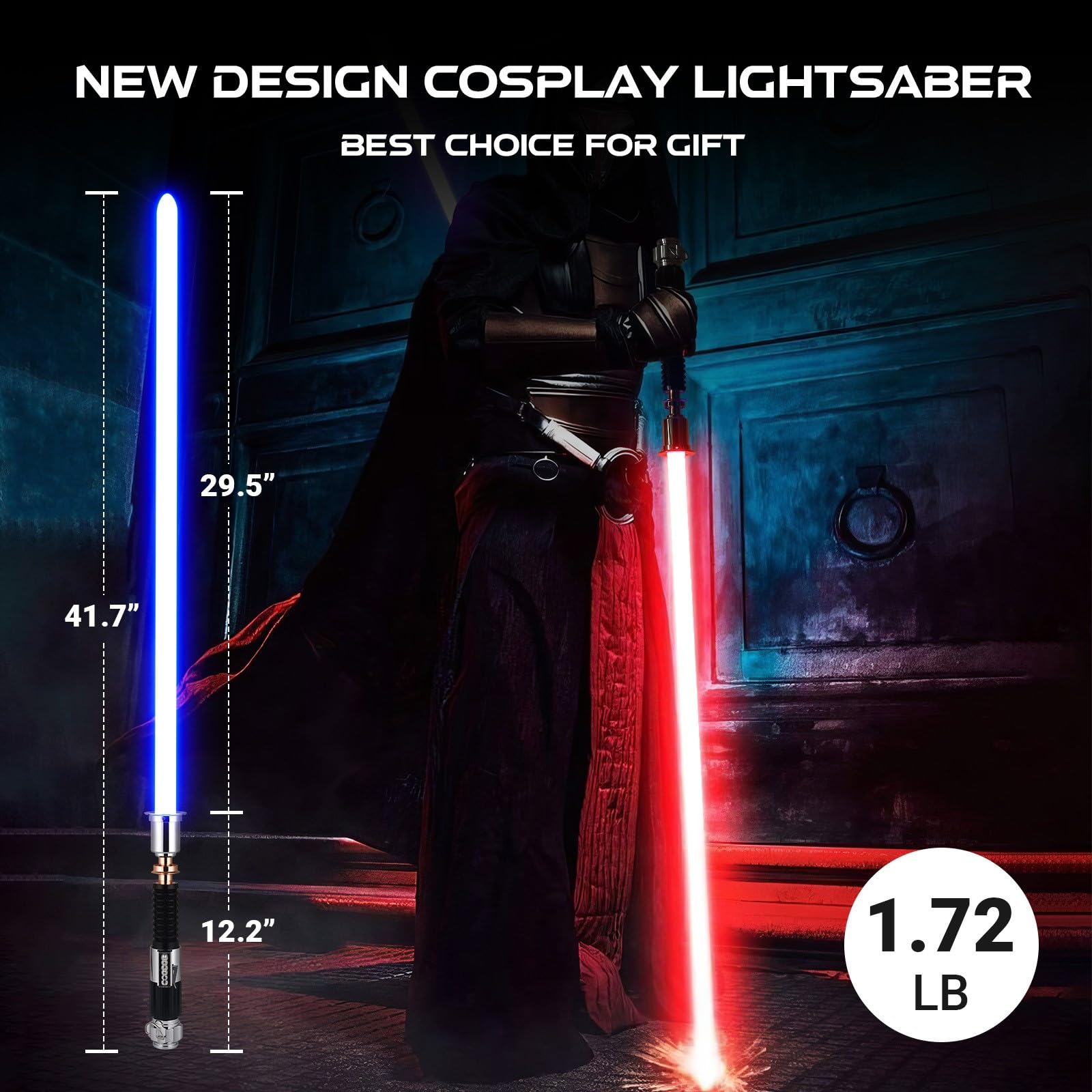 RGB Dueling Lightsaber with Motion Control - 39 Sound Effects & 12 Colors | Smooth Swing Metal Handle Light Saber for Adults & Kids | Cosplay, Gifts, Star Wars Fans, Halloween Costume, Role Play, Collectibles