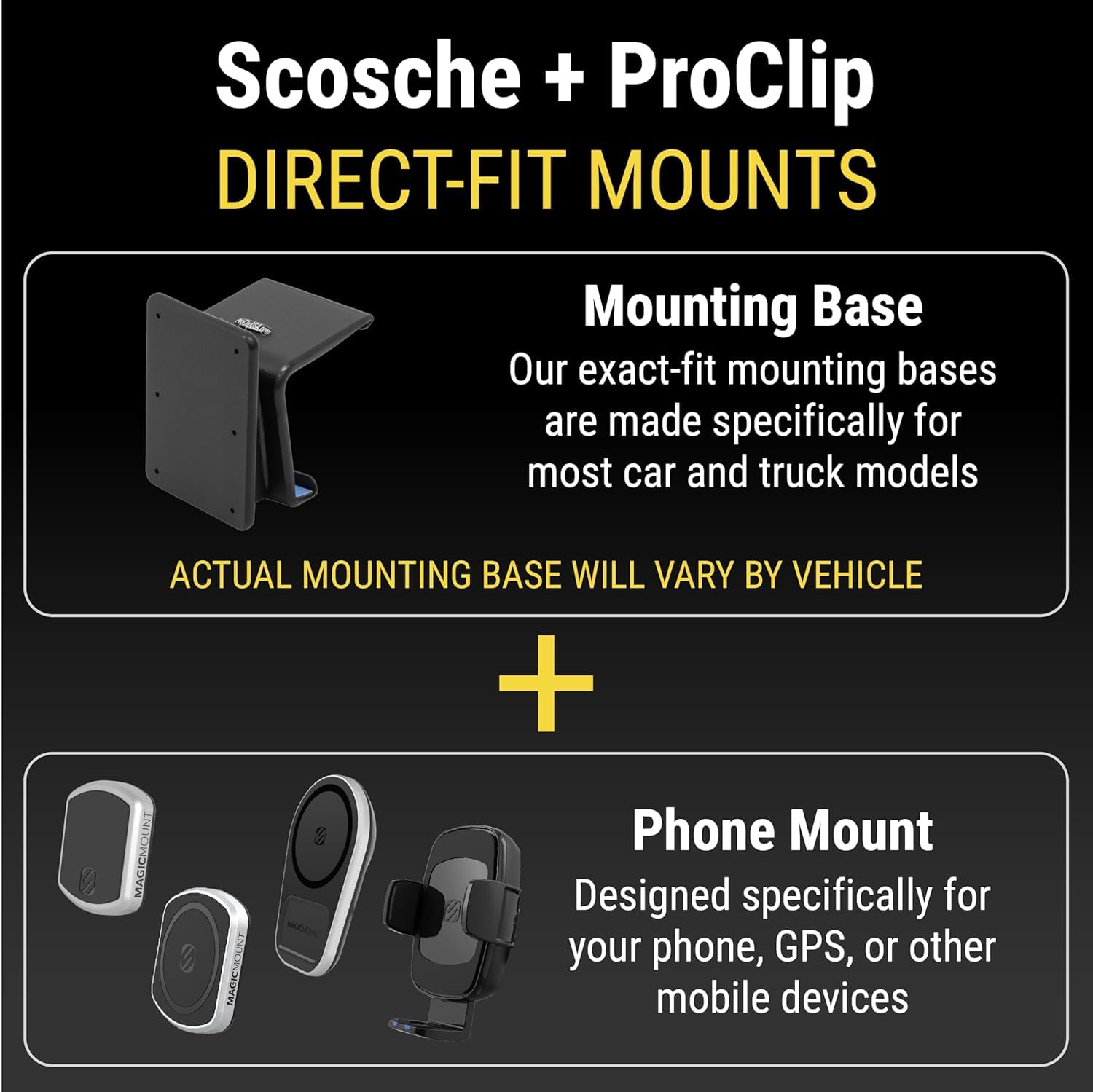 Scosche MPQ5AMPSPC Pro Charge5 15W MagSafe Car Mount Wireless Charger - Magnetic Phone Holder with AMPS Plate for iPhone 14/13/12, Samsung Galaxy - Compatible with Scosche/ProClip Vehicle Mounts (Base Sold Separately) | Fast Charging for Road Trips & Commuting