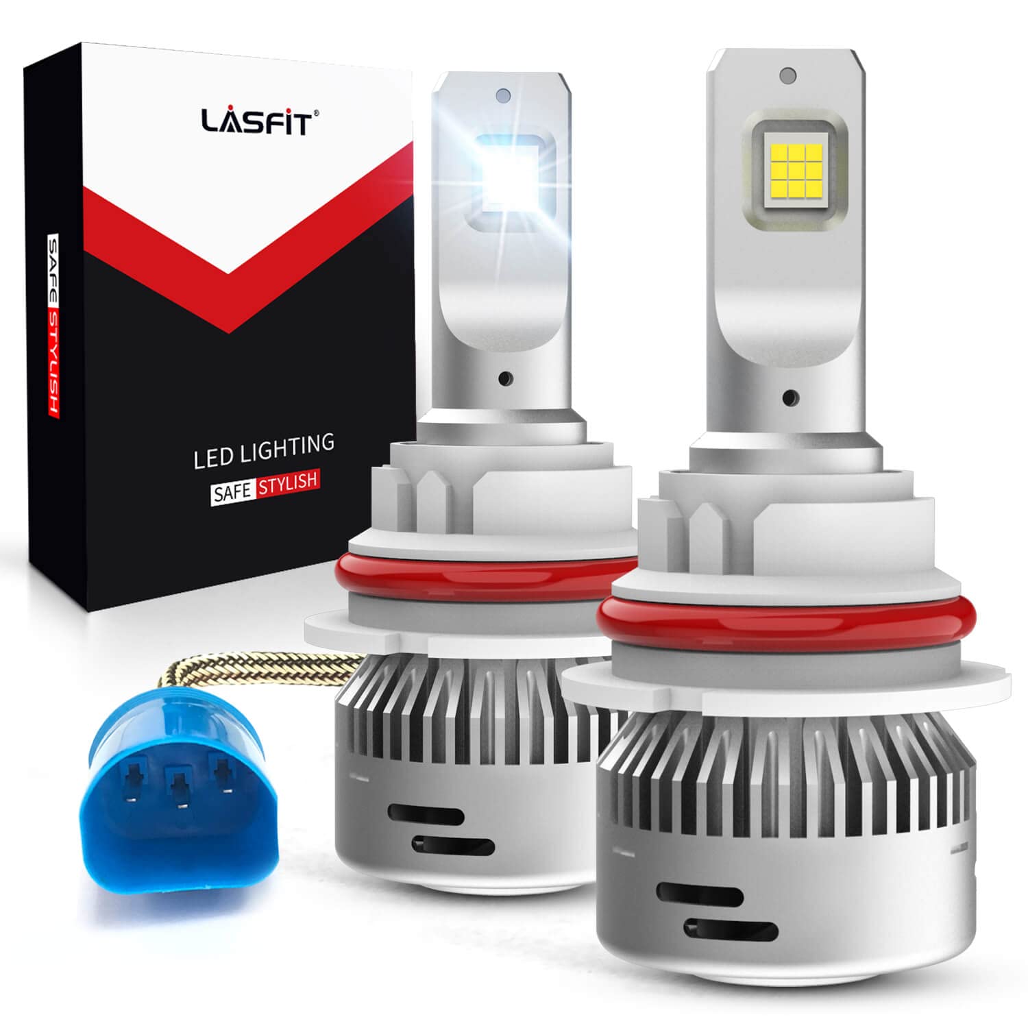 LASFIT 9007 HB5 Powersports LED Light Bulbs - Super Bright 60W 6000LM 6000K White for ATV/UTV - 360° Adjustable Beam, Plug & Play - Perfect for Off-Roading, Night Riding & Adventure Sports