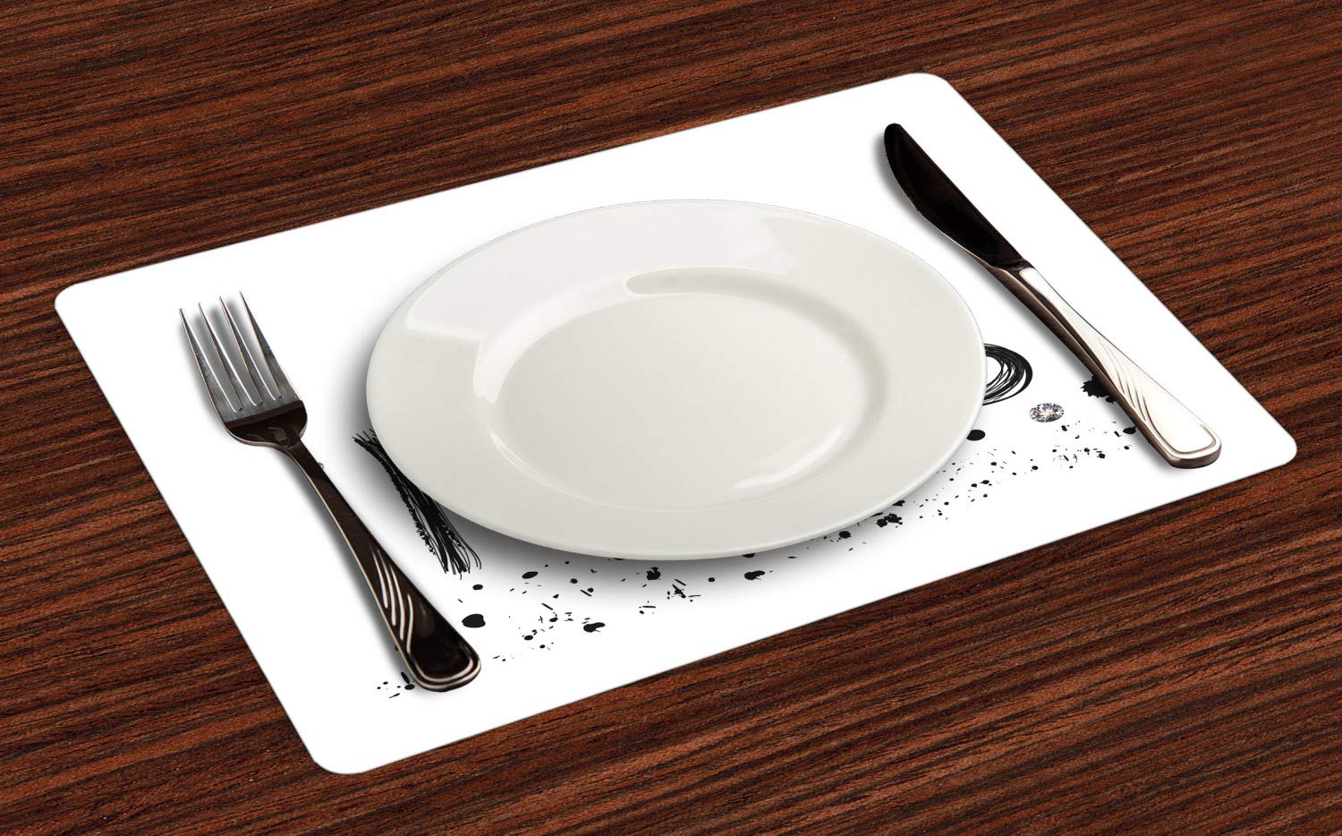 Ambesonne Paris-Themed Place Mats Set of 4 - Eiffel Tower Pencil Drawing with Paint Splashes, Washable Fabric Dining Table Mats (12x18 Inches) in Pink, Charcoal Grey & White | Perfect for French Bistro Decor, Dinner Parties & Home Decor