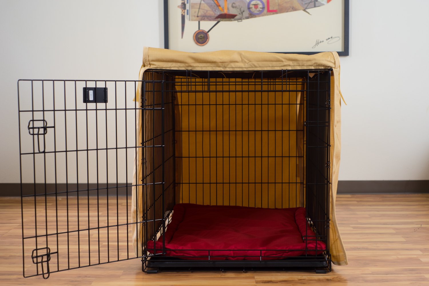 K9 Ballistics Tough Crate Cover™ - 42 Inch Durable Dog Crate Cover, Universal Fit for Wire Dog Kennels, Tan - Perfect for Travel, Home & Vet Visits