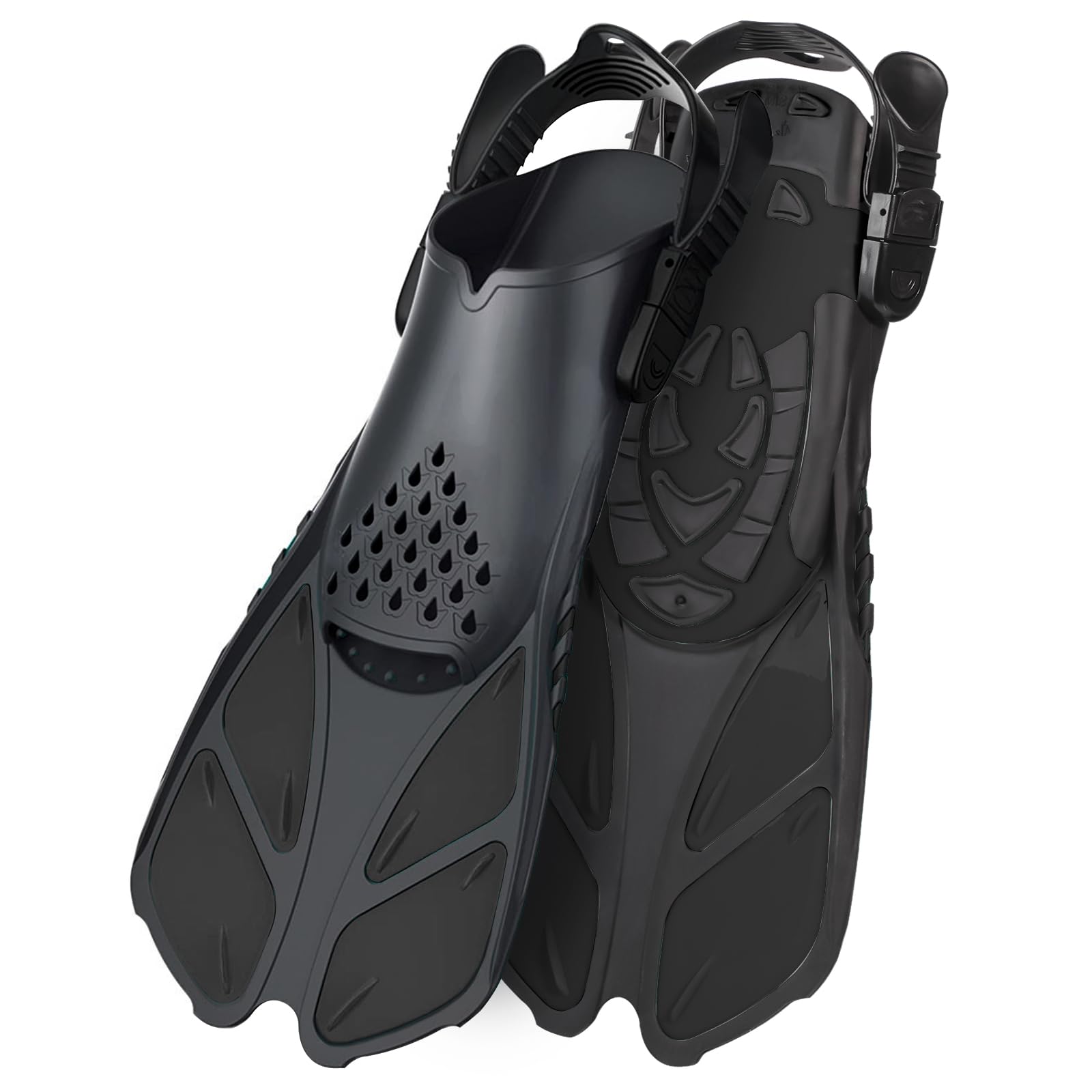 **Best Swim Fins for Snorkeling & Diving - Adjustable Travel Size Short Flippers with Open Heel - Perfect for Men, Women & Kids - Ideal for Pool, Beach & Ocean Adventures**