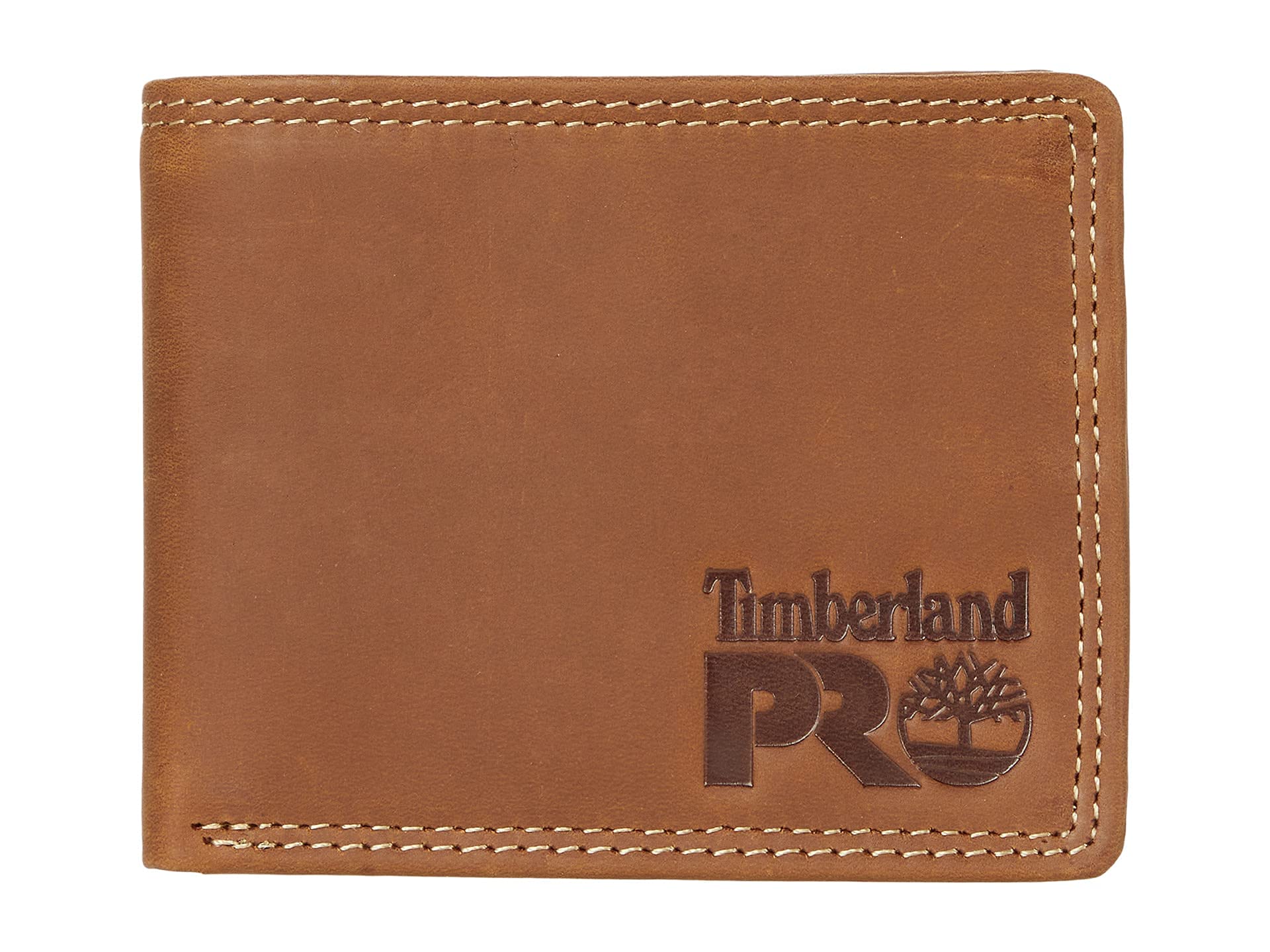 Timberland PRO Men's Slim Leather RFID Bifold Wallet with ID Window - Secure & Stylish Minimalist Wallet for Everyday Carry, Travel & Business (Brown)