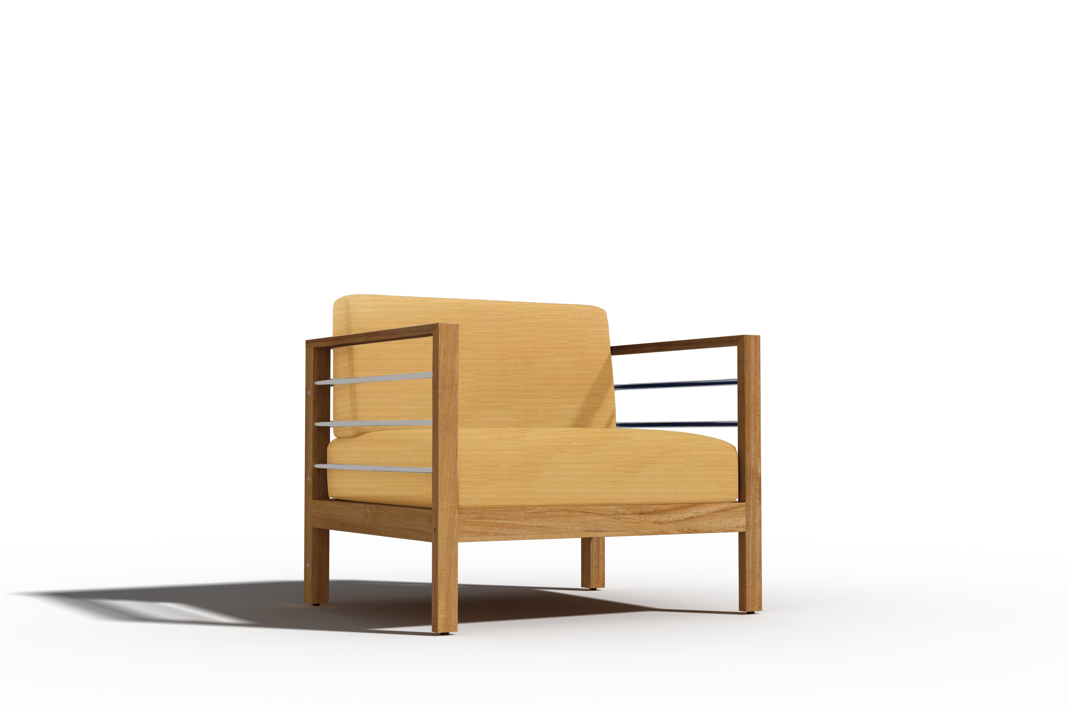 Leon 4-Piece Teak Outdoor Patio Deep Seating Set with Sunbrella Dupione Cornsilk Cushions - Perfect for Backyard, Garden & Poolside Relaxation