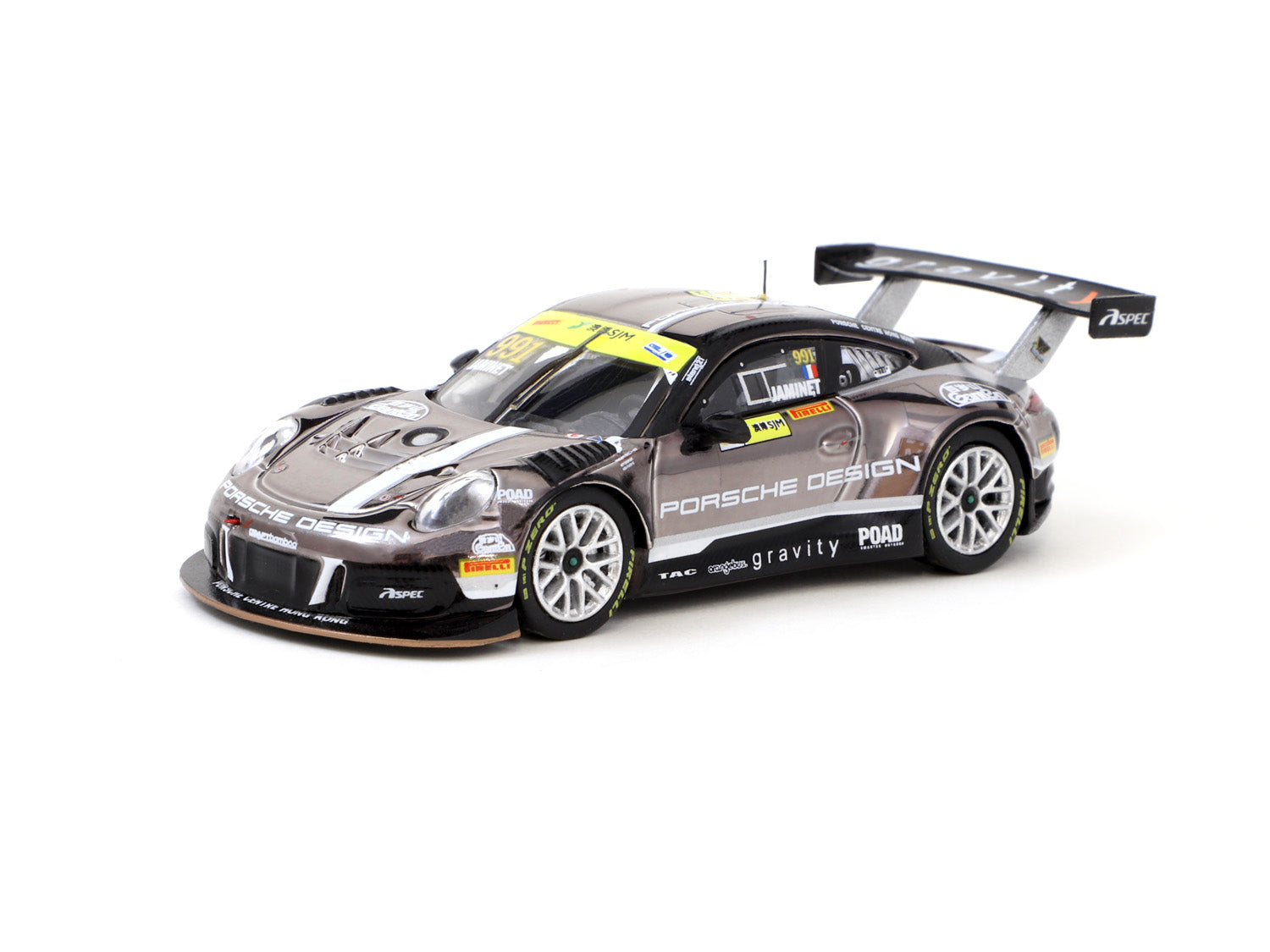 Tarmac Works 1:64 Scale Porsche 911 GT3 R Diecast Model Car - 2018 Macau GT Cup FIA GT World Cup Edition (Mathieu Jaminet) - Collectible Racing Car for Display, Gifts & Racing Enthusiasts