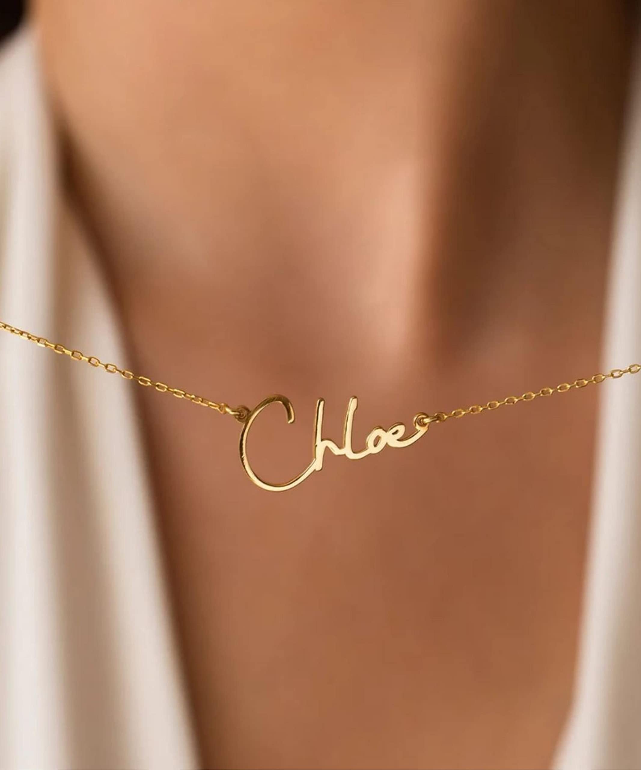14K Solid Gold Personalized Name Necklace - Custom Name Plate Jewelry for Women - Elegant Bridesmaid Gift & Birthday Present for Her - Perfect for Weddings, Anniversaries, and Special Occasions