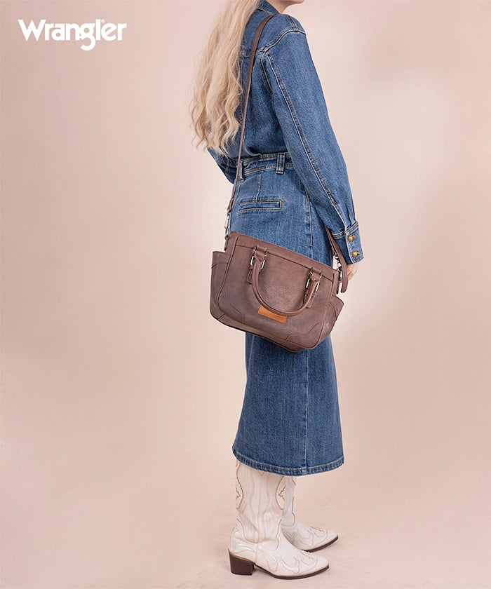 Wrangler Genuine Leather Buckle Tote Bag for Women - Stylish & Durable Handbag for Work, Travel & Everyday Use