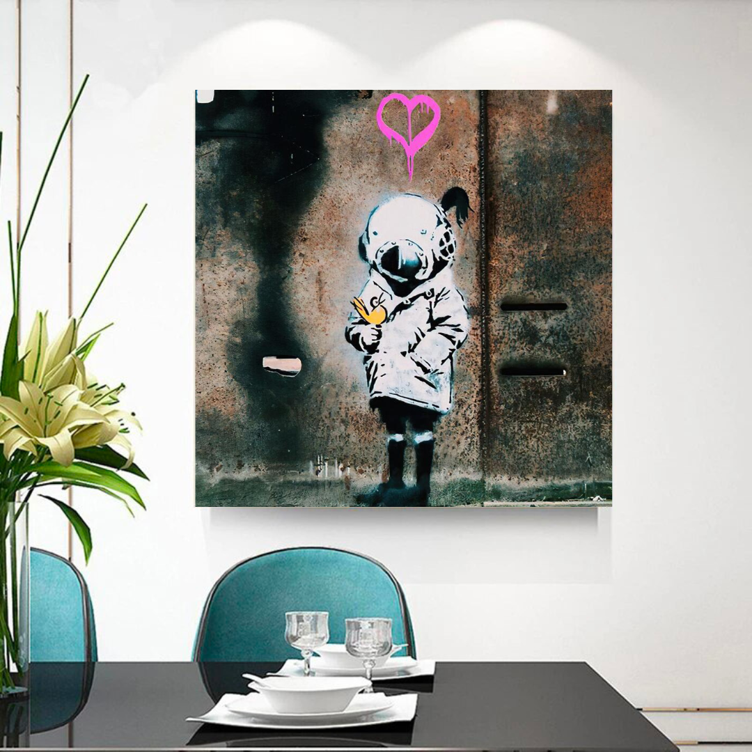 Banksy Space Girl and Bird Wall Art - Stunning Canvas Print for Home & Office Decor | Perfect for Living Room, Bedroom, and Gift Giving