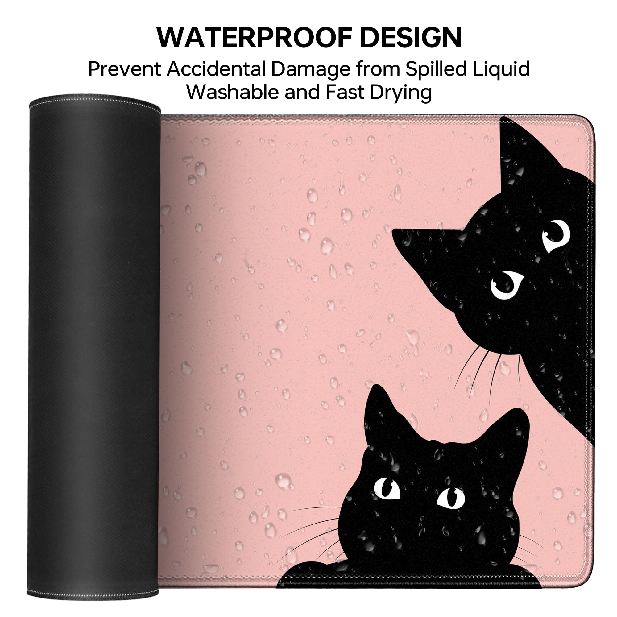 Pink Cute Cat Gaming Mouse Pad - Extra Large 31.5